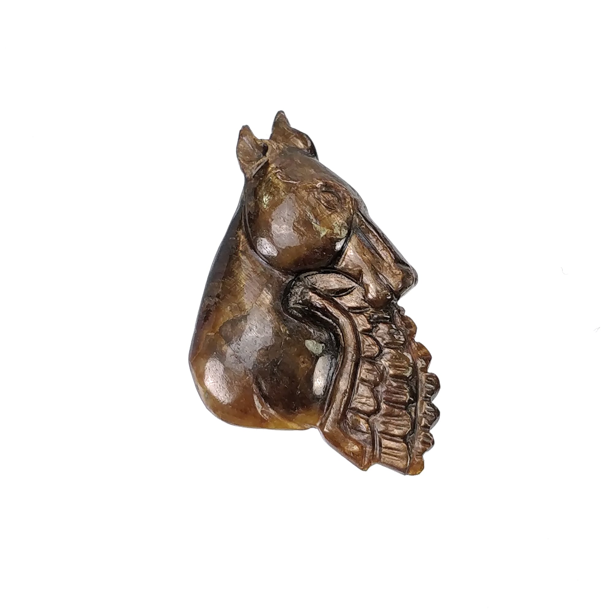 Natural Untreated Golden Brown Chocolate Sapphire Gemstone Carving - 36.50cts Hand Carved Horse 37x23mm | Unique Jewelry Making, Collectible Gemstone, Spiritual Healing Crystal for Meditation & Home Decor