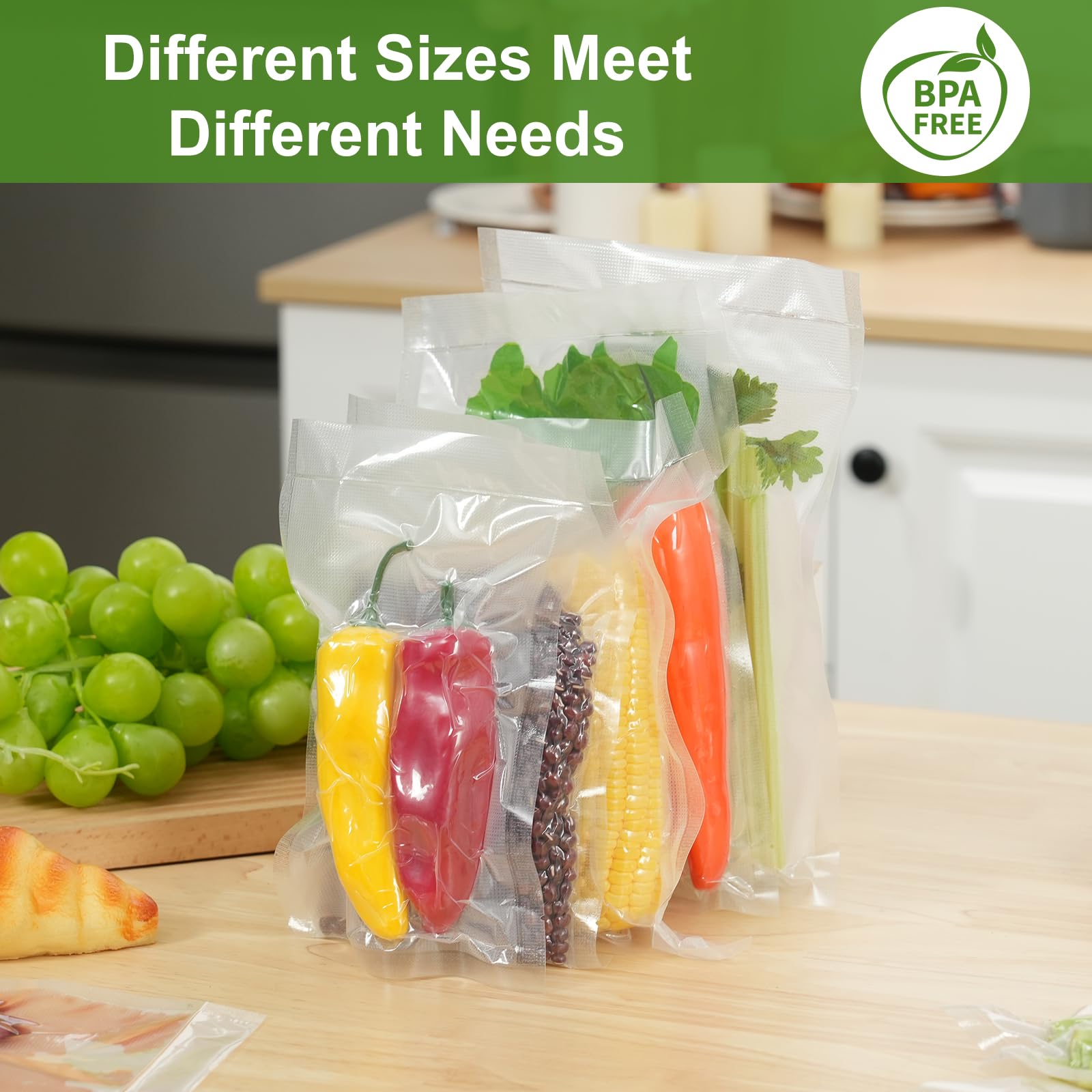 Moretoes 300pcs Vacuum Sealer Bags - 150pcs Quart (8