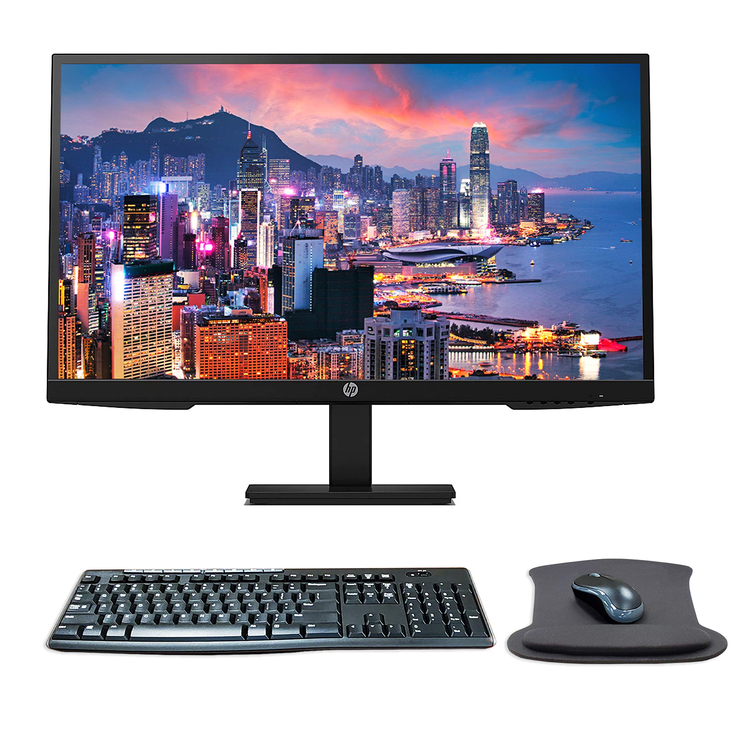 HP P27h G4 27 Inch FHD IPS LED Monitor with HDMI, Blue Light Filter - Includes Wireless Keyboard & Mouse Combo and Gel Wrist Pad - Perfect for Home Office, Gaming, and Professional Workspaces