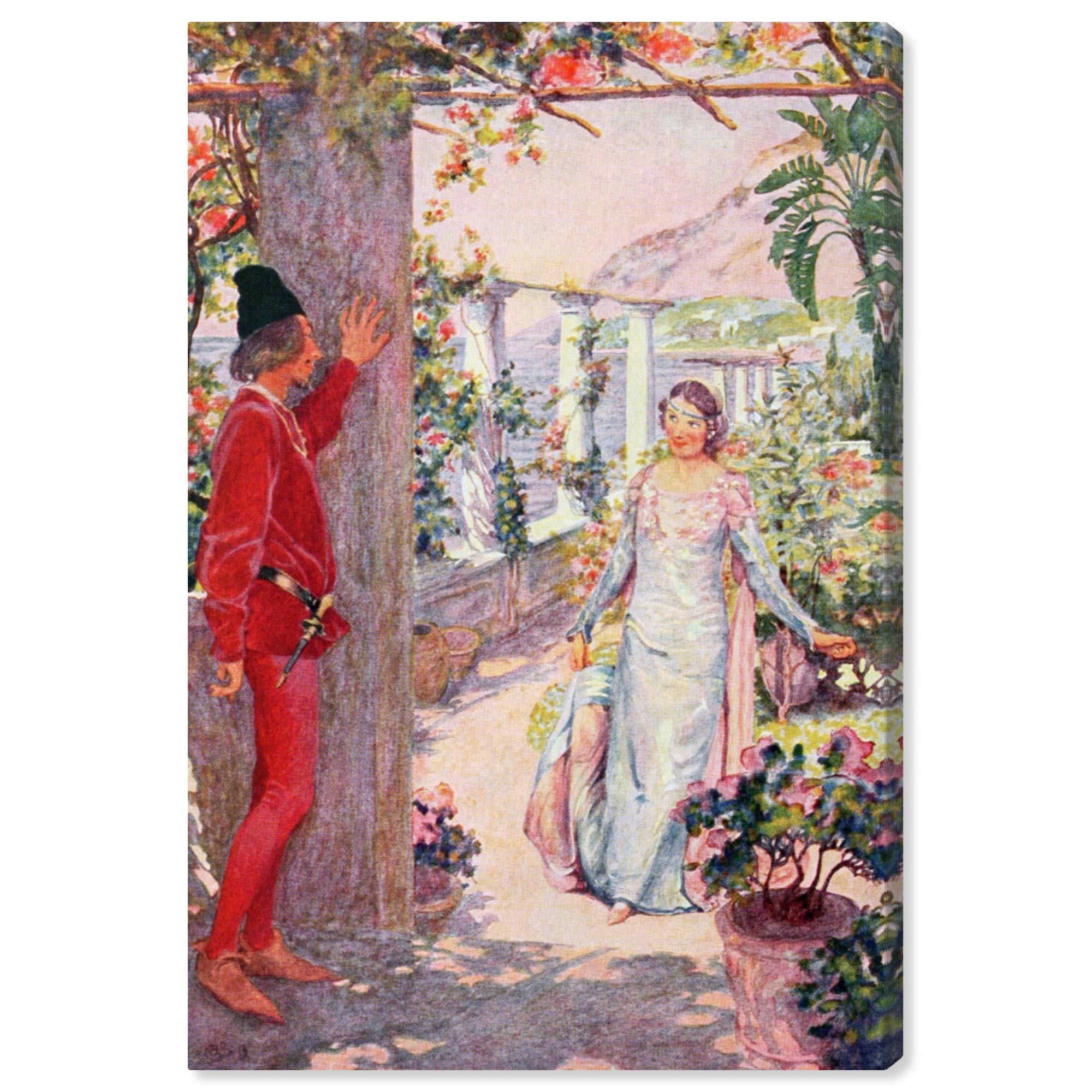 Oliver Gal Fantasy Wall Art Canvas Print - 'The Prince Waits for The Princess' Kids Room Decor, 30x45 Inch, Green & Red - Perfect for Nursery, Children's Bedroom & Playroom Wall Decor