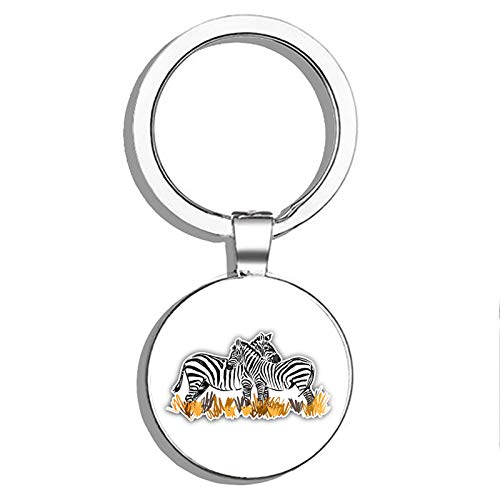 Double Sided Zebra Animal Stainless Steel Keychain - Durable Key Ring Holder with Carabiner Clip for Keys, Backpacks & Luggage - Perfect Gift for Animal Lovers & Travel Accessories