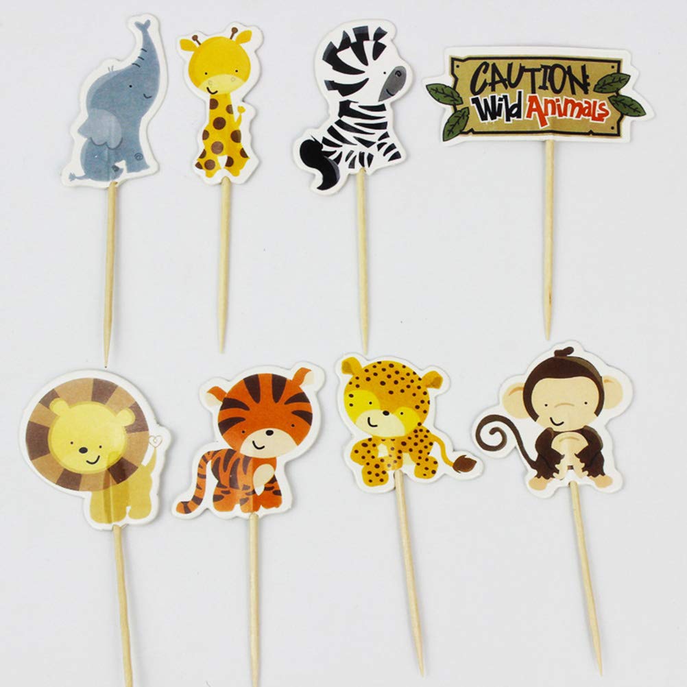 48pcs Animal Cake Toppers Decoration Set - Cartoon Cake Picks for Birthday, Wedding, Baby Shower & Party Decorations - B004