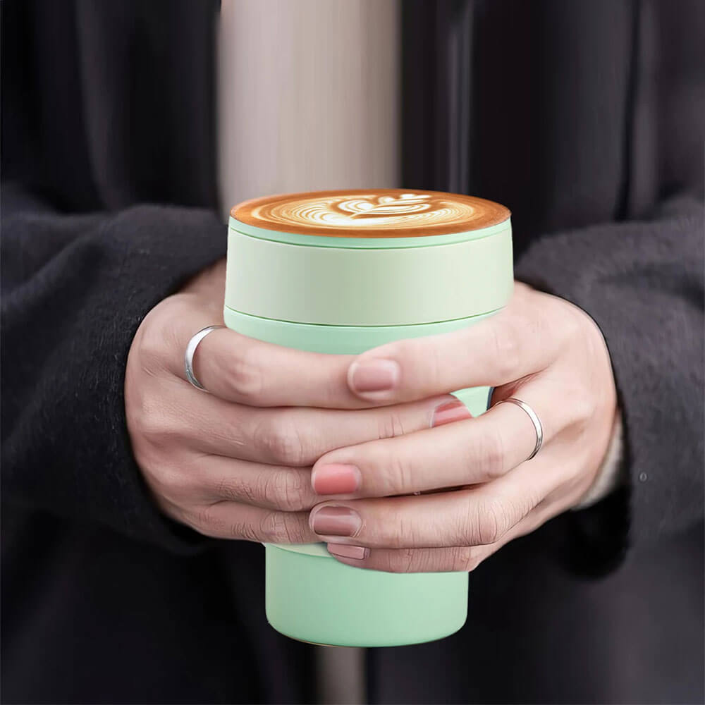 Ora Collapsible Silicone Tumbler with Lid & Straw - 16oz Reusable Travel Cup for Coffee, Tea & Cold Drinks - Perfect for Camping, Hiking, Gym & Office Use