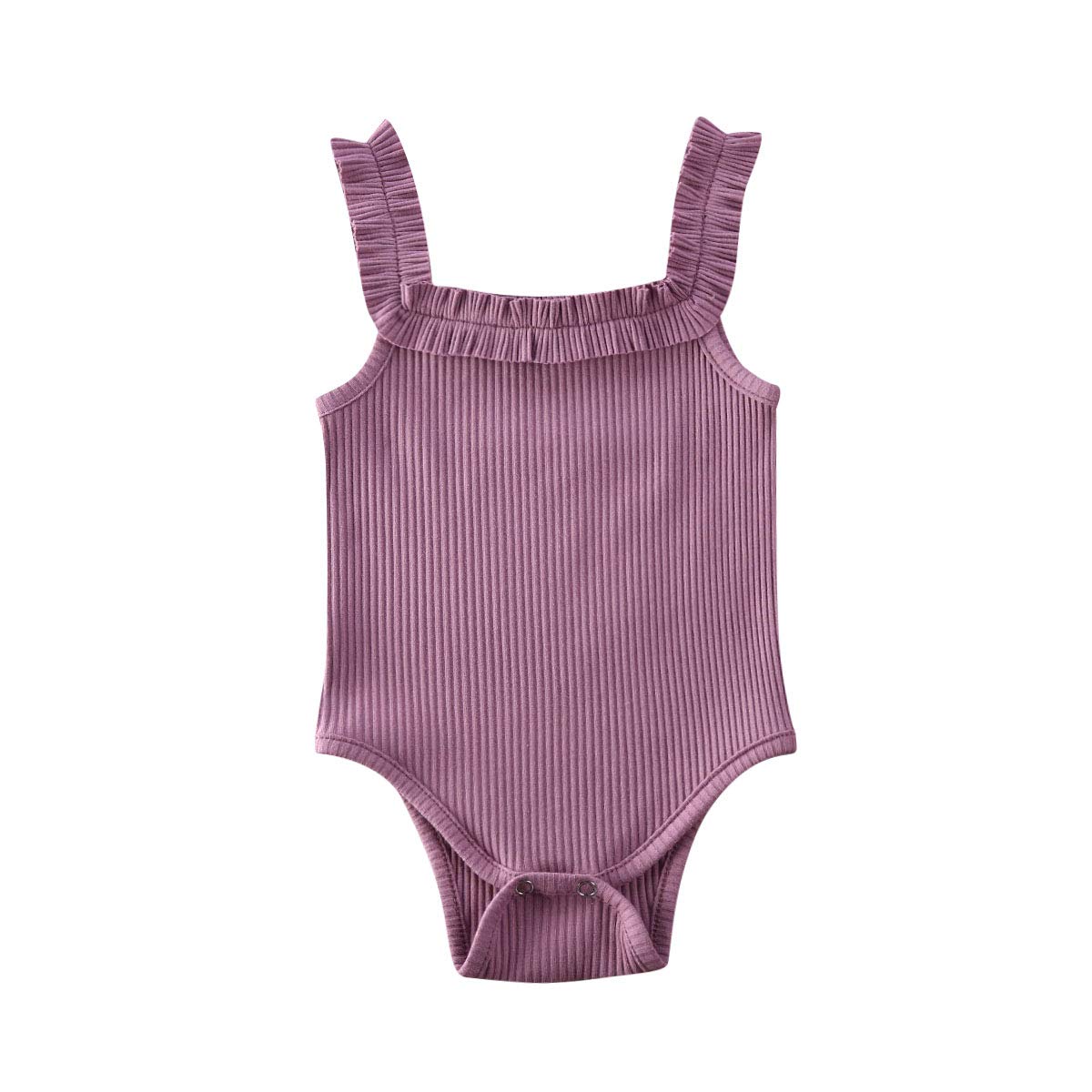 Infant Baby Girls Ribbed Strappy Sleeveless Cotton Romper Bodysuit - Soft Summer Jumpsuit for 0-24 Months - Perfect for Playtime, Beach & Family Outings