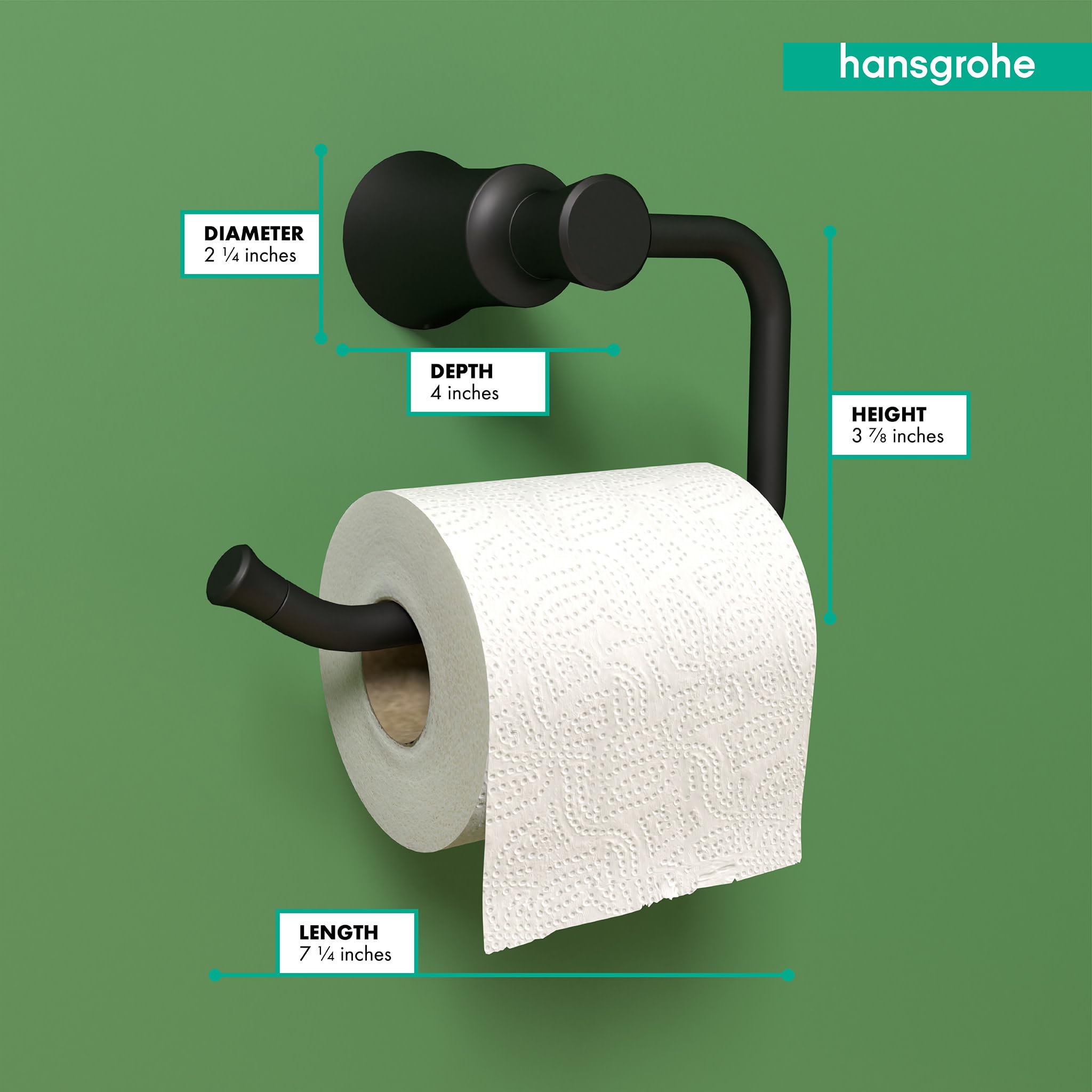 hansgrohe 7-inch Matte Black Toilet Paper Holder (Model 04787670) – Durable & Stylish Bathroom Accessory for Modern Homes