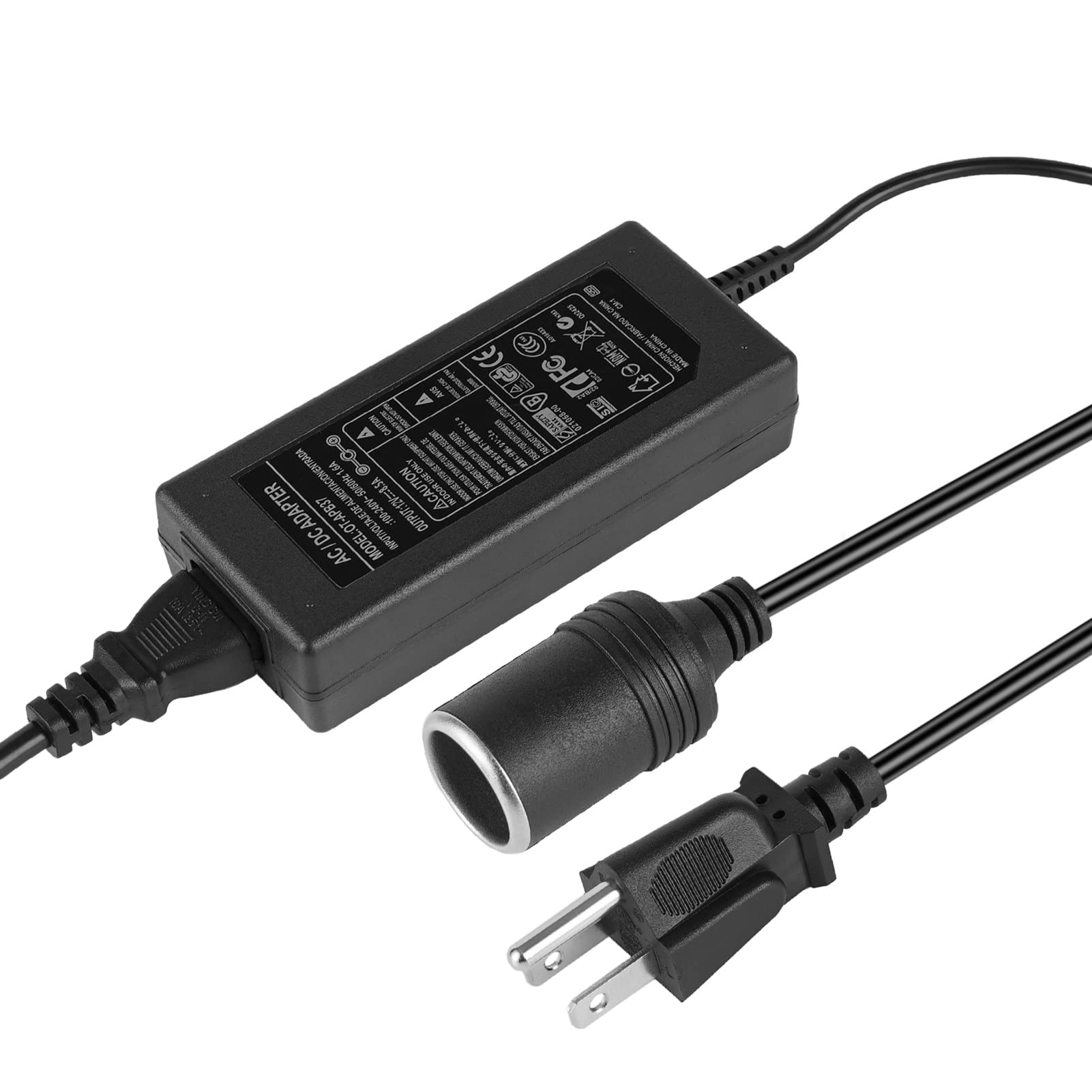 12V 8.5A 102W AC to DC Power Converter - 110V-220V to 12V Car Cigarette Lighter Adapter for Car Vacuum, Electric Cooler, Mini Fridge, Portable Fan & Camping Gear - Ideal for Road Trips & Outdoor Adventures
