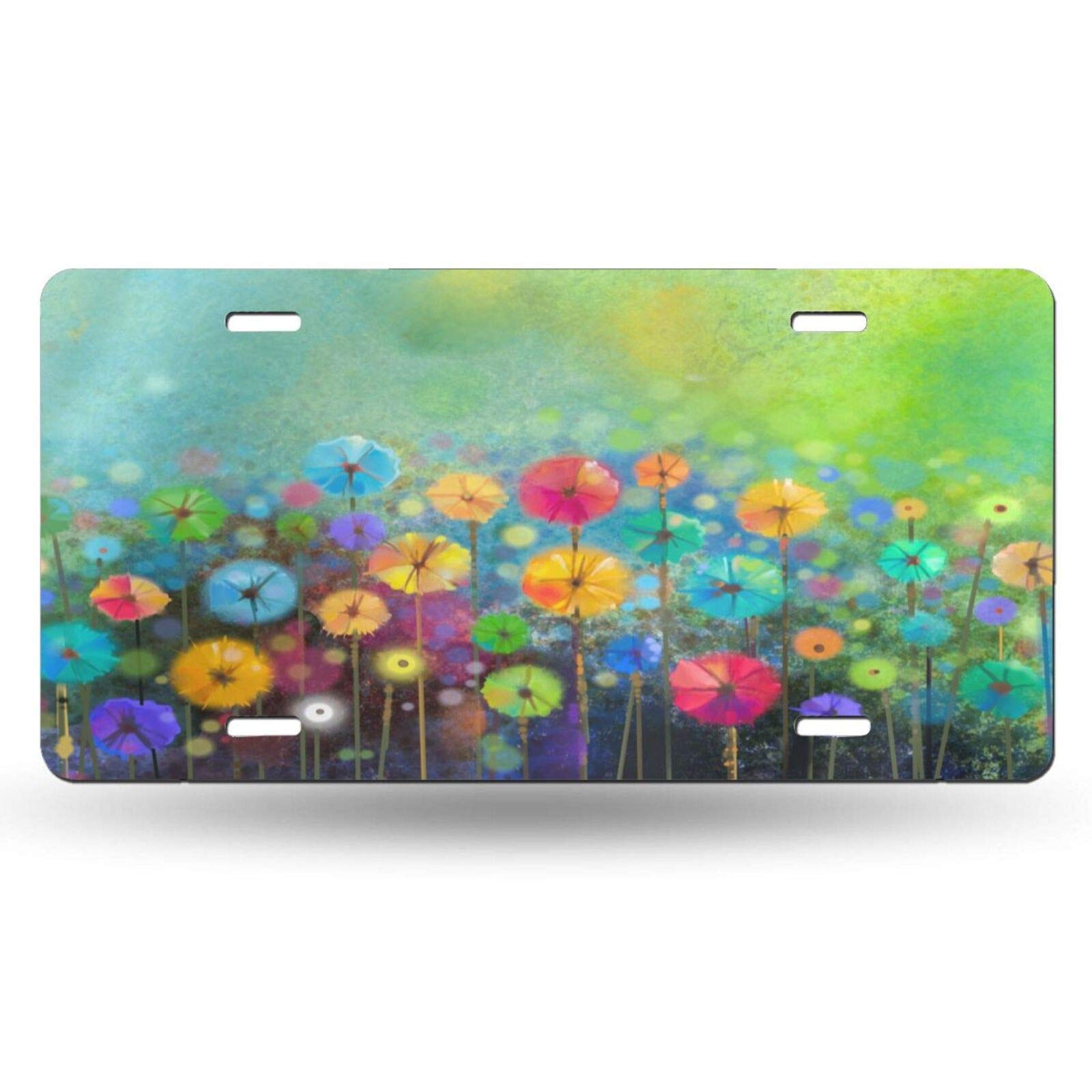Spring Flowers Decorative Aluminum Vanity License Plate - 6x12 Inch Novelty Car Front Tag for Men, Women, Boys & Girls | Perfect for Customizing Vehicles, Gifts & Seasonal Car Decor