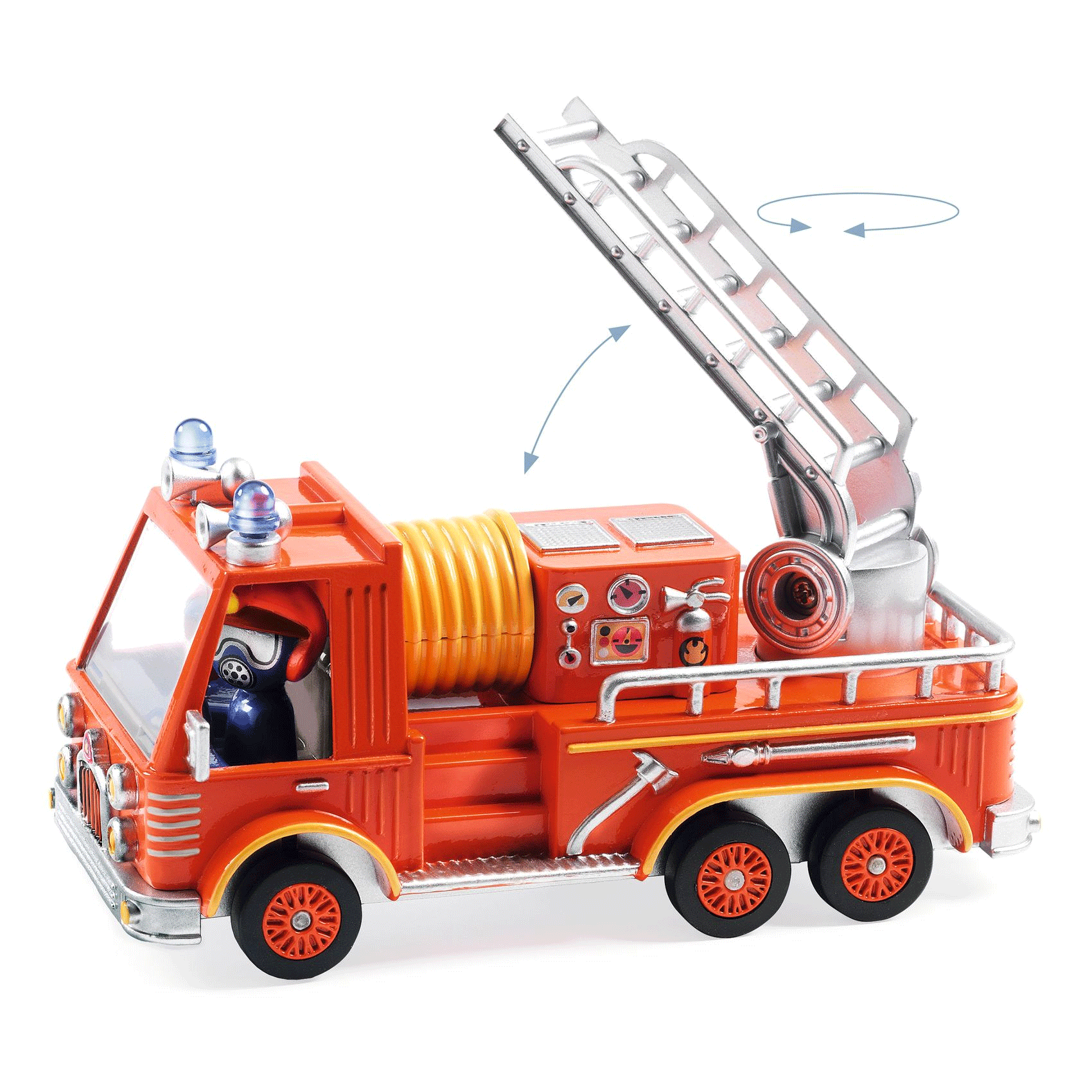 Captain Fire Crazy Motors by Djeco - Exciting Wooden Racing Car Toy for Kids - Perfect for Pretend Play & Adventure Games