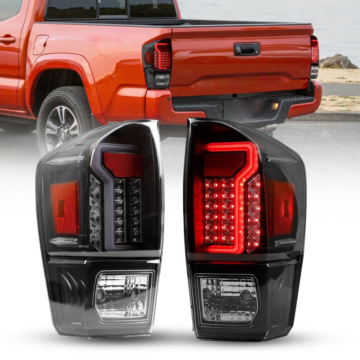 Nixon Offroad LED Tail Lights Assembly for 2016-2020 Toyota Tacoma - Clear Lens Taillights with Turn Signal, Brake & DRL - Direct Replacement for Driver & Passenger Side - Perfect for Off-Roading, Night Driving & Enhanced Safety