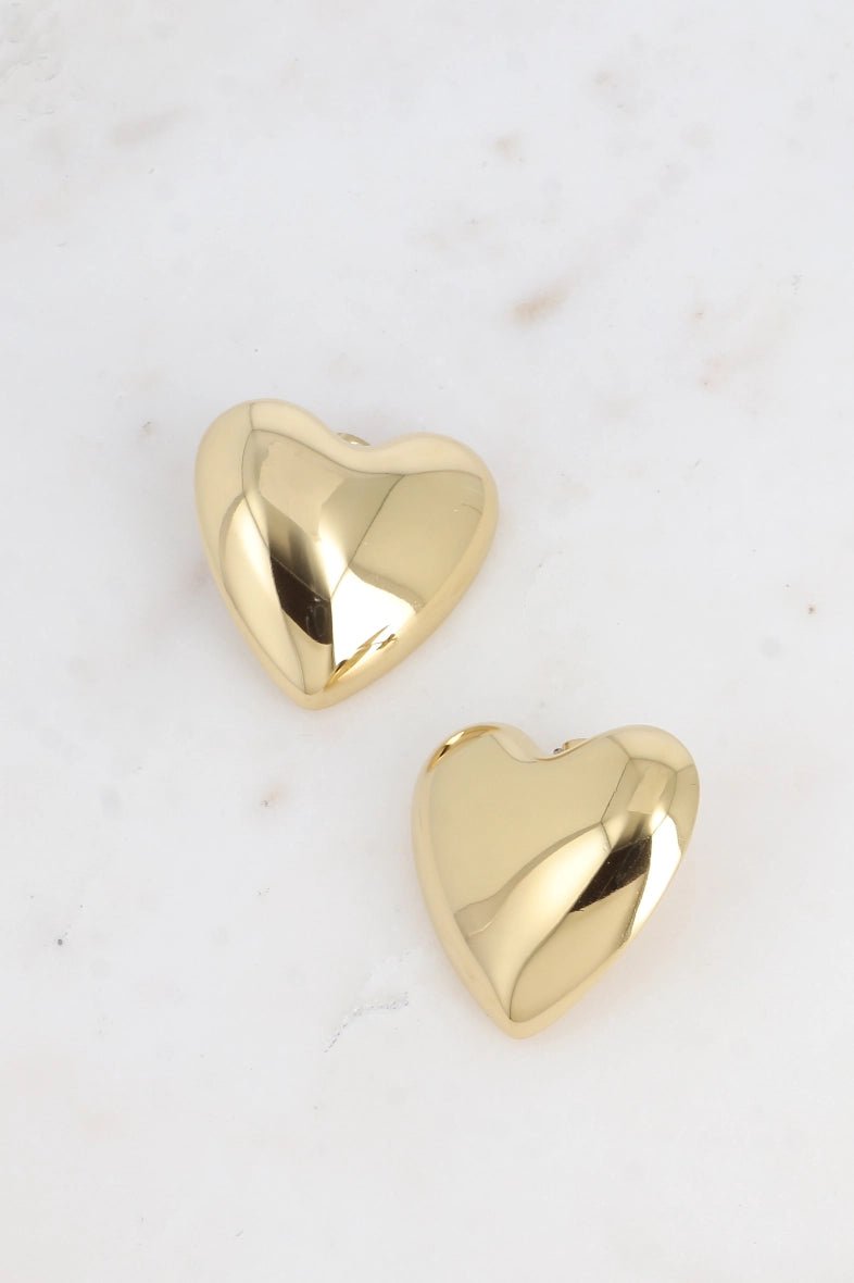 Justine Gold Heart Stud Earrings for Women - Elegant & Hypoallergenic Jewelry for Daily Wear, Parties & Gifts