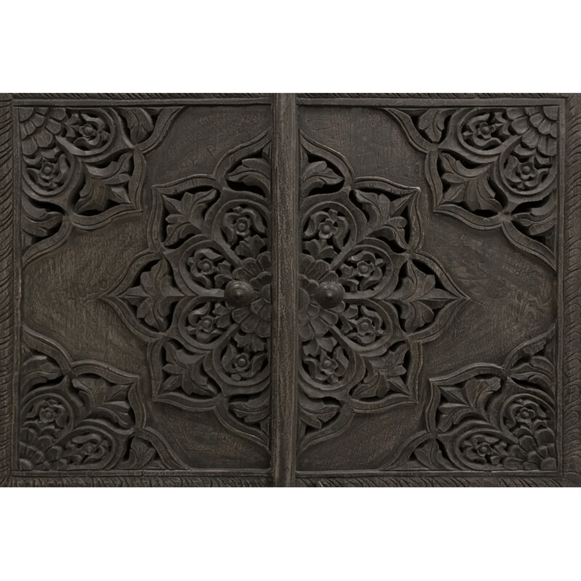 Hand Carved Gray Sideboard - Vintage Indian Antique Furniture for Dining Room & Living Room Storage