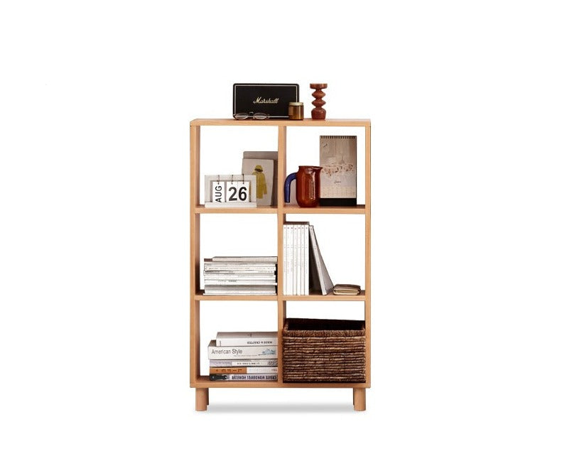 Solid Wood Bookshelf - Beech & Oak Bookcase with Free Combination - Perfect for Home Office, Living Room, and Library Storage