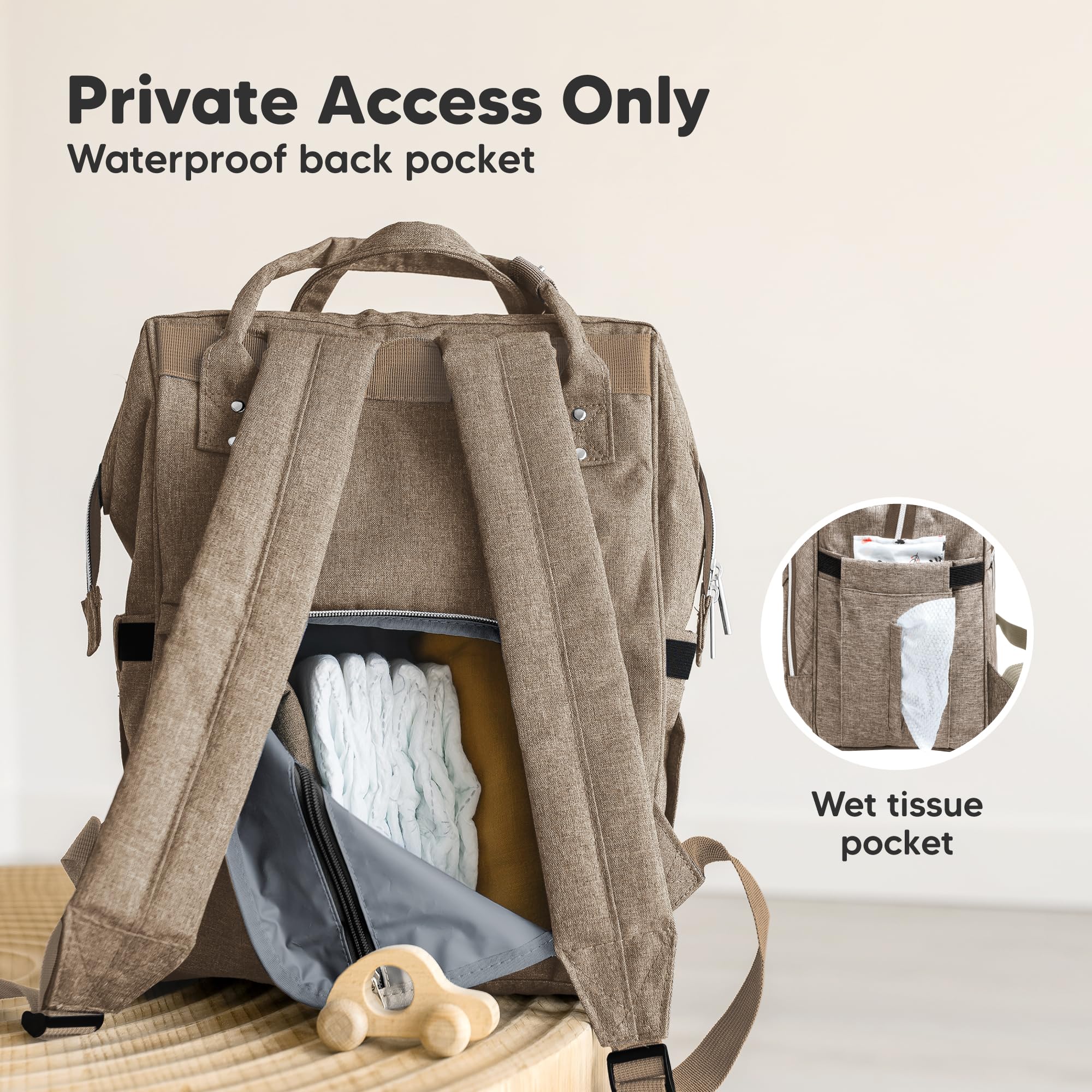 KeaBabies Baby Diaper Backpack - Large Waterproof Travel Diaper Bag for Boys & Girls with Changing Pad | Multi-Functional Parent Essentials | Perfect for Daycare, Outings & Travel (Coffee Brown)
