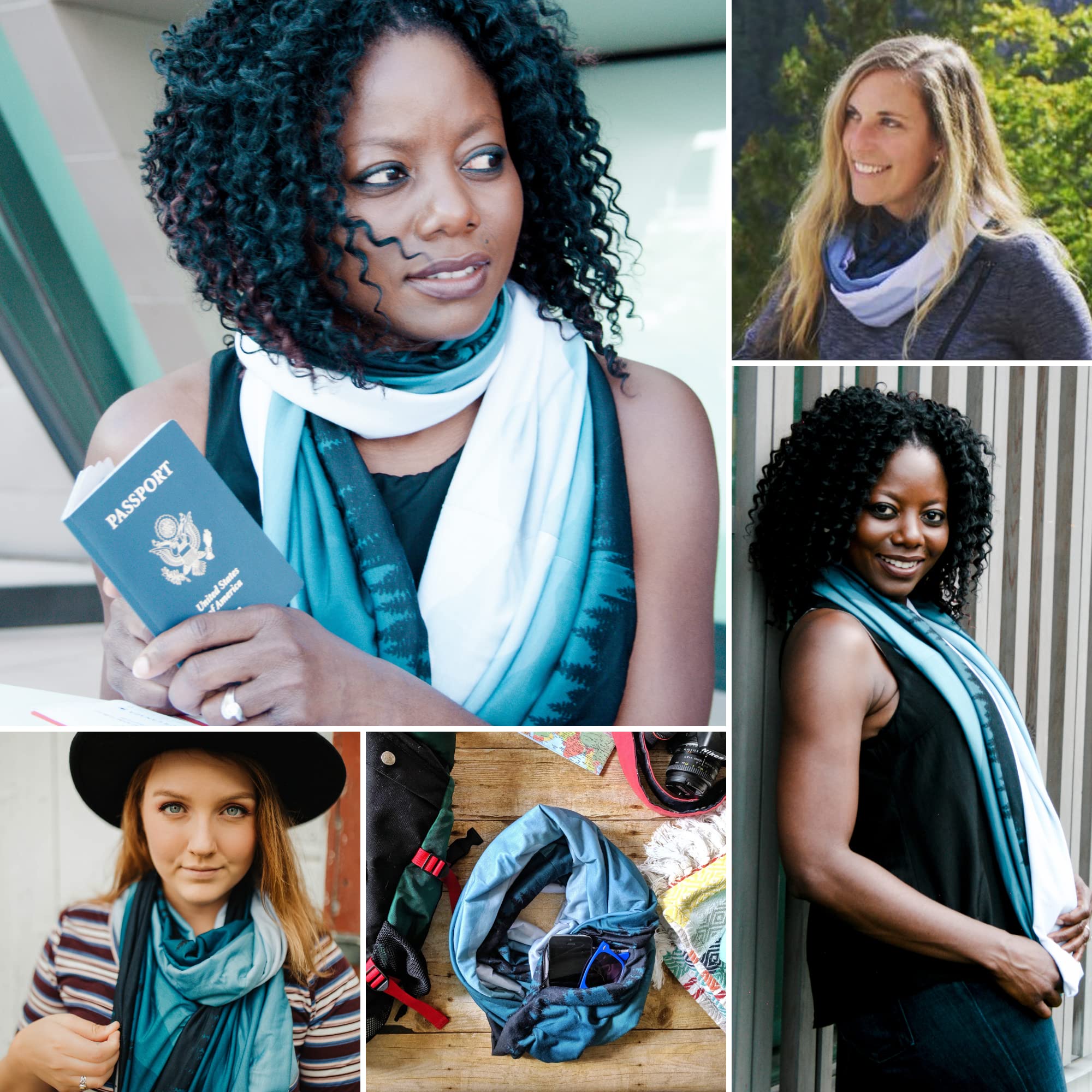 WAYPOINT GOODS Infinity Travel Scarf with Hidden Zipper Pocket for Women - Lightweight Cotton Bamboo Blend - Perfect for Airplane Travel, Commuting & Outdoor Adventures