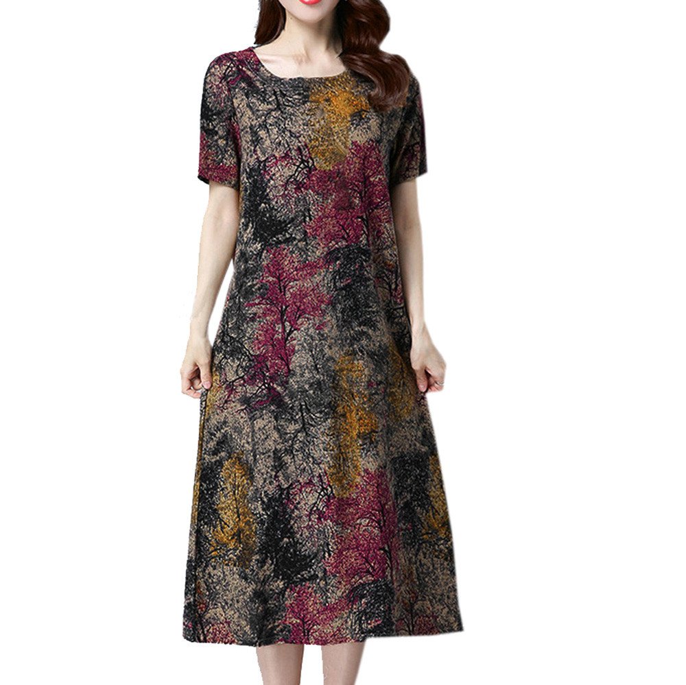 Elegant Linen Printed Wedding Guest Dress for Women - Plus Size Casual Short Dress for Summer 2022 | Perfect for Bridal Showers, Garden Parties & Formal Events