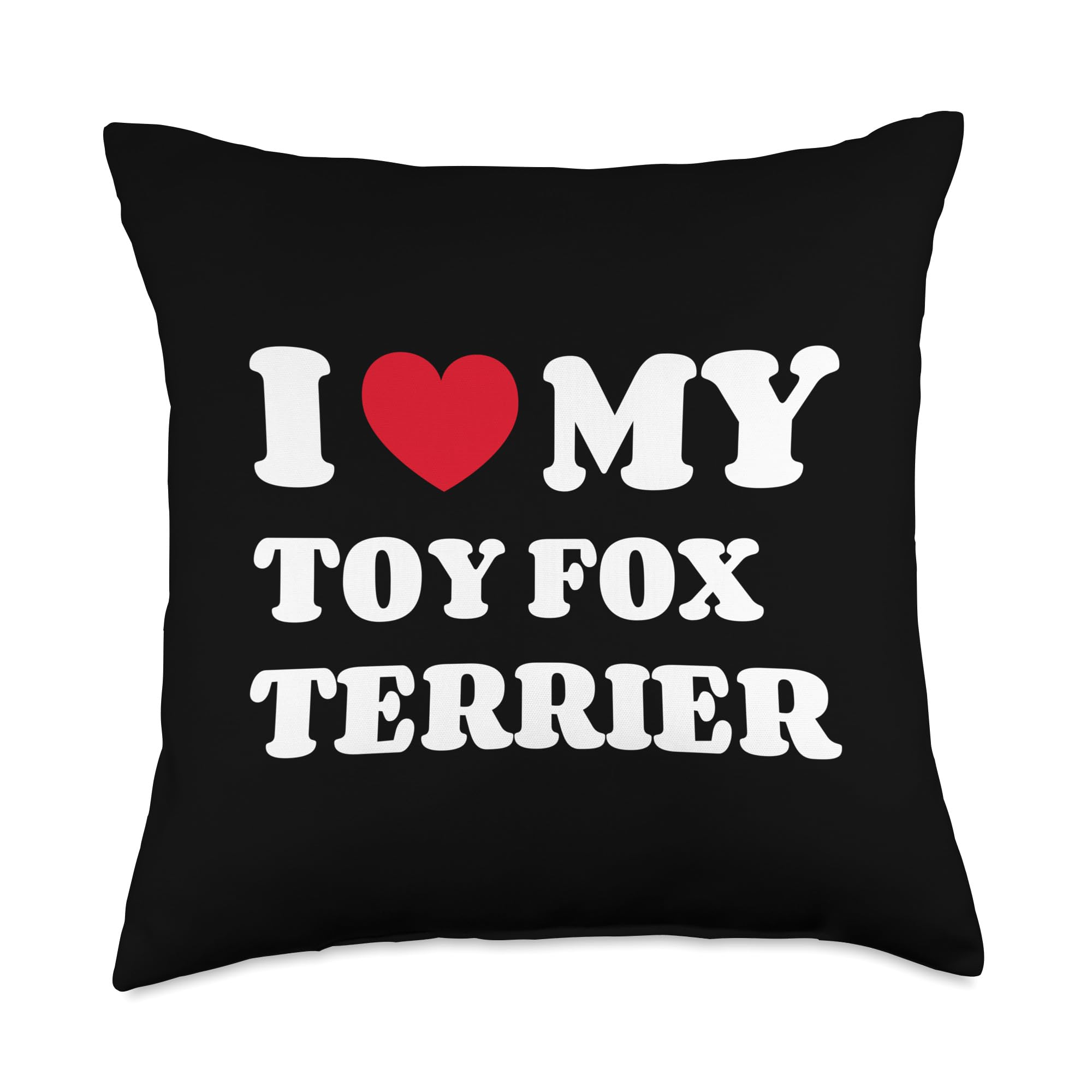 I Love My Toy Fox Terrier Throw Pillow - Cute Amertoy American Toy Terrier Decorative Pillow Cover for Dog Lovers, Home Decor, Living Room, Bedroom, Sofa