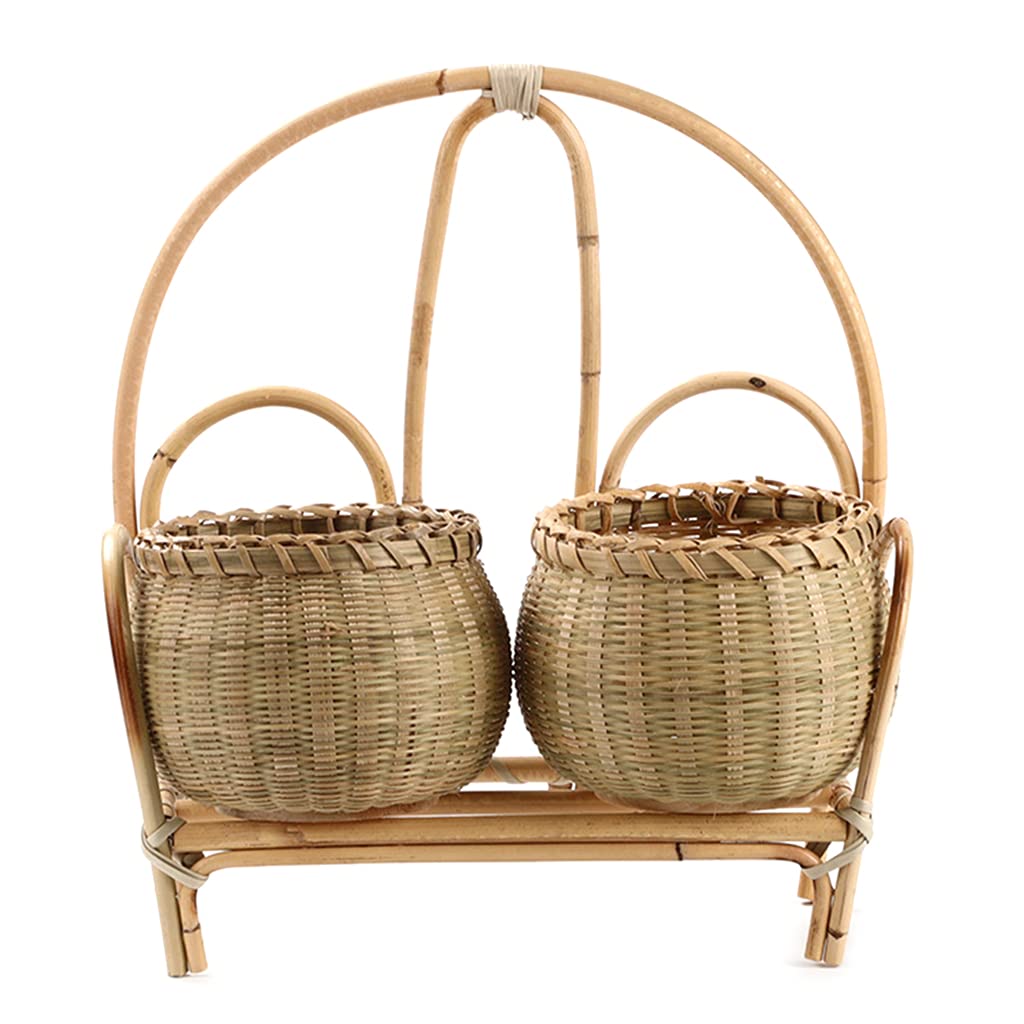 Cuawan Woven Rattan Fruit Basket - Handmade Bamboo Wicker Storage Bowl for Fruits, Bread & Kitchen Organization | Mini Tricycle Design Home Decor, Table Centerpiece & Photography Prop