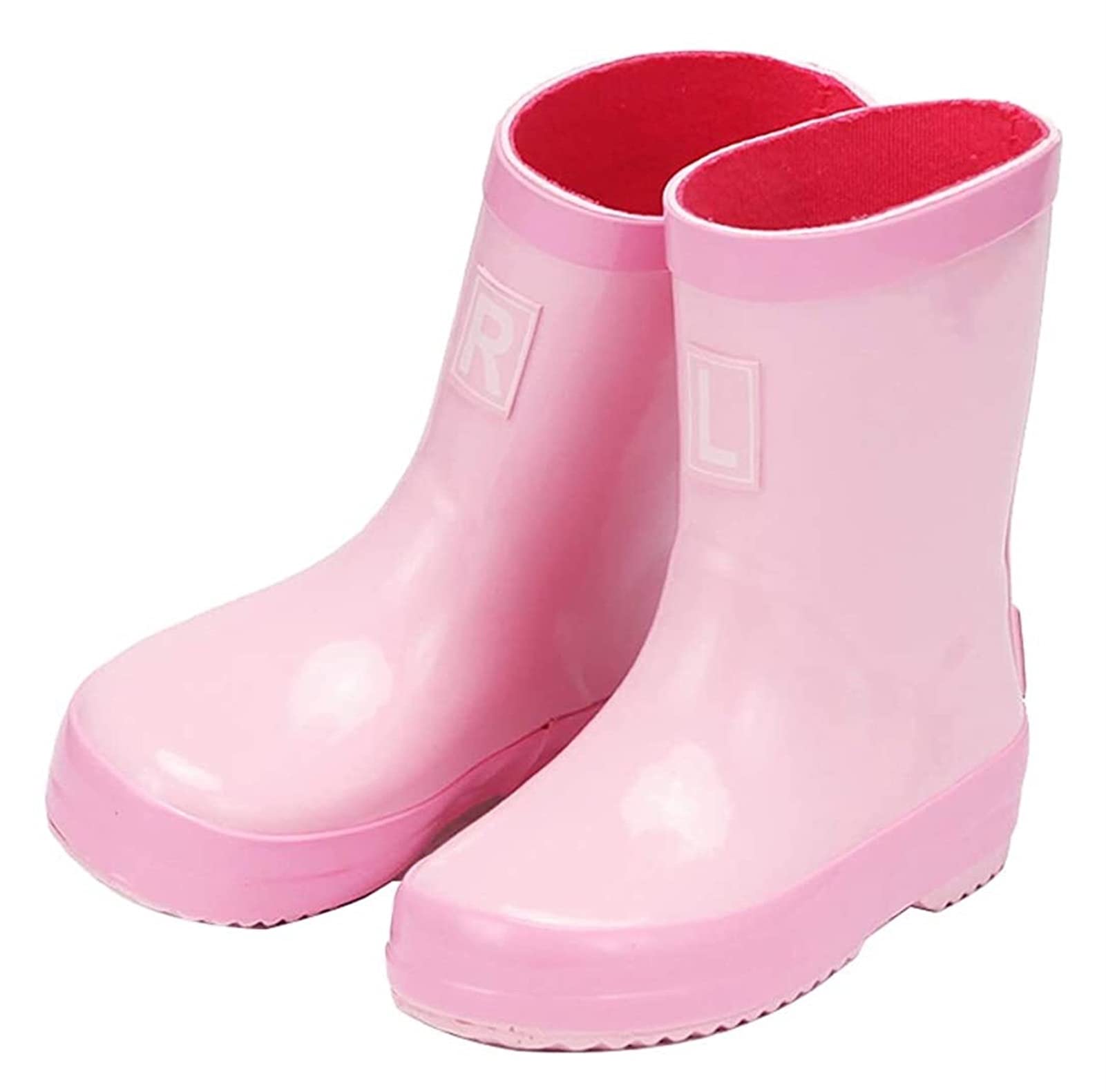 YUESFZ Kids' Anti-Slip Reflective Waterproof Rain Boots for Boys & Girls - Pink Rubber School Rain Shoes (Size 24.5cm) - Perfect for Puddle Jumping & Outdoor Play in Wet Weather