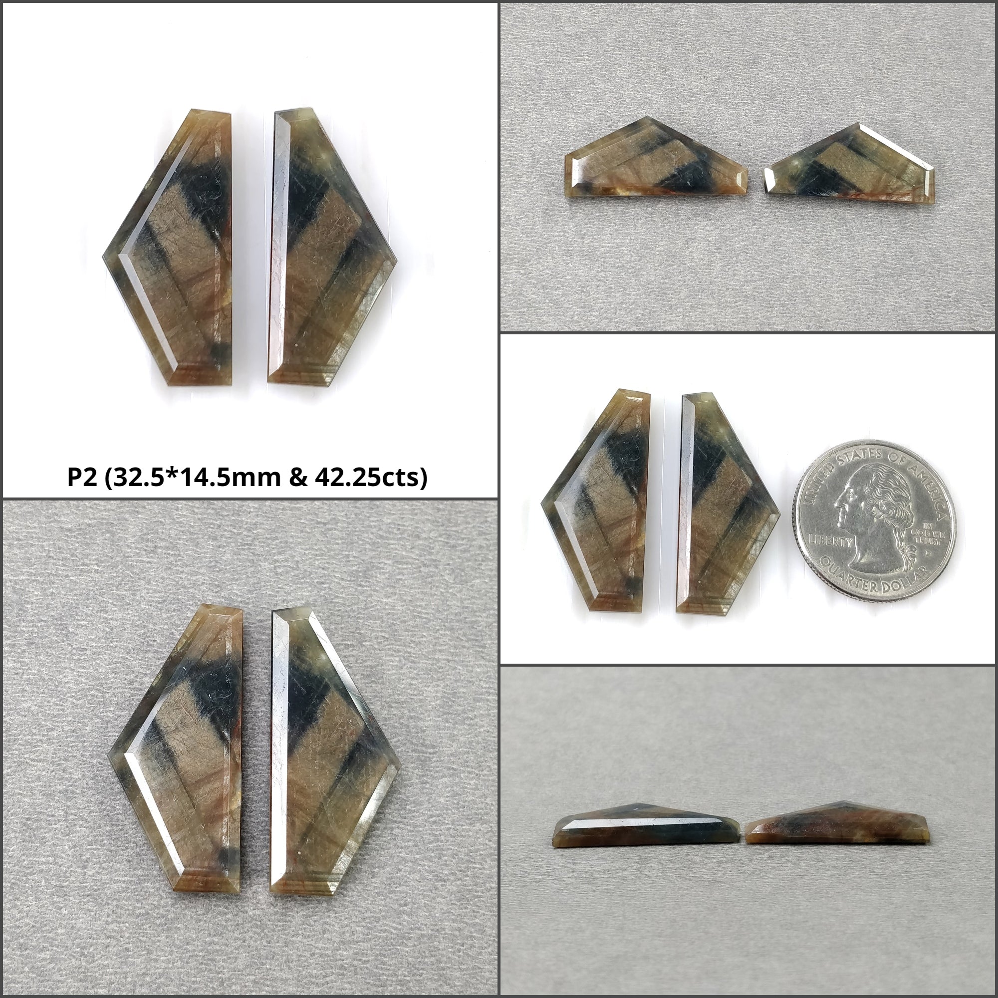 Natural Untreated Golden Brown Chocolate Blue Sheen Sapphire Gemstone Pair - Normal Cut, Uneven Shape for Jewelry Making, Engagement Rings & Unique Gifts