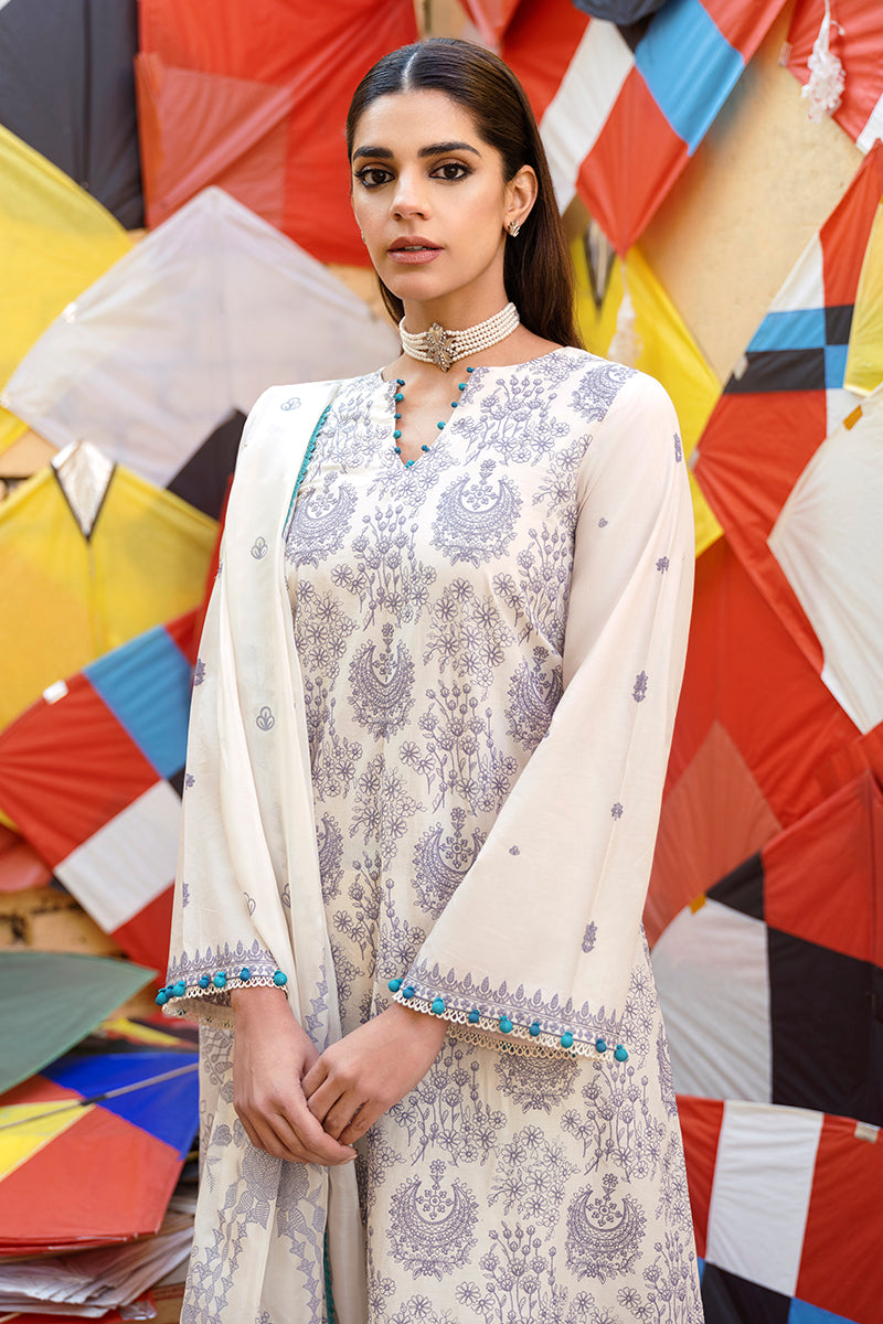IVORY GLOW 3-Piece Embroidered Lawn Suit for Women | Elegant Summer Outfit for Weddings, Parties & Special Occasions