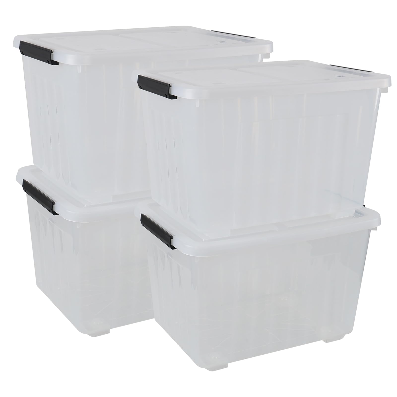 Xyskin 50 Quart Large Clear Storage Bins with Lids - 4 Pack Plastic Storage Containers with Wheels for Home Organization, Garage, Closet & Office Supplies Storage
