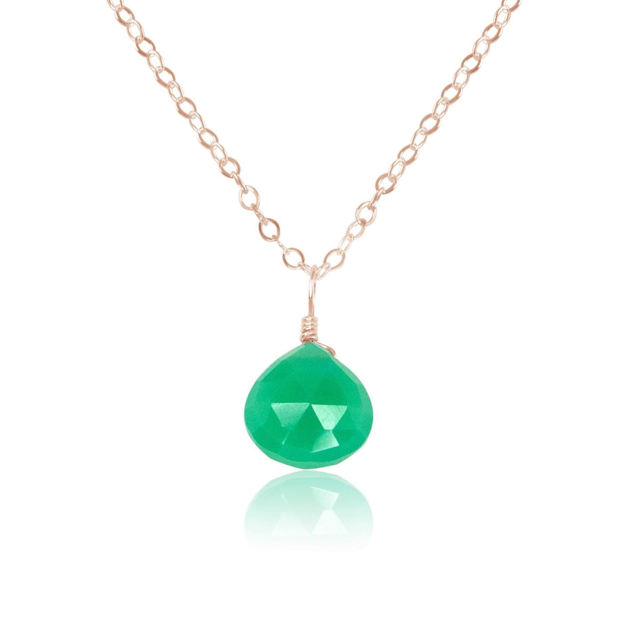Natural Chrysoprase Teardrop Crystal Pendant Necklace for Women - Healing Stone Jewelry for Meditation, Yoga & Spiritual Gifts