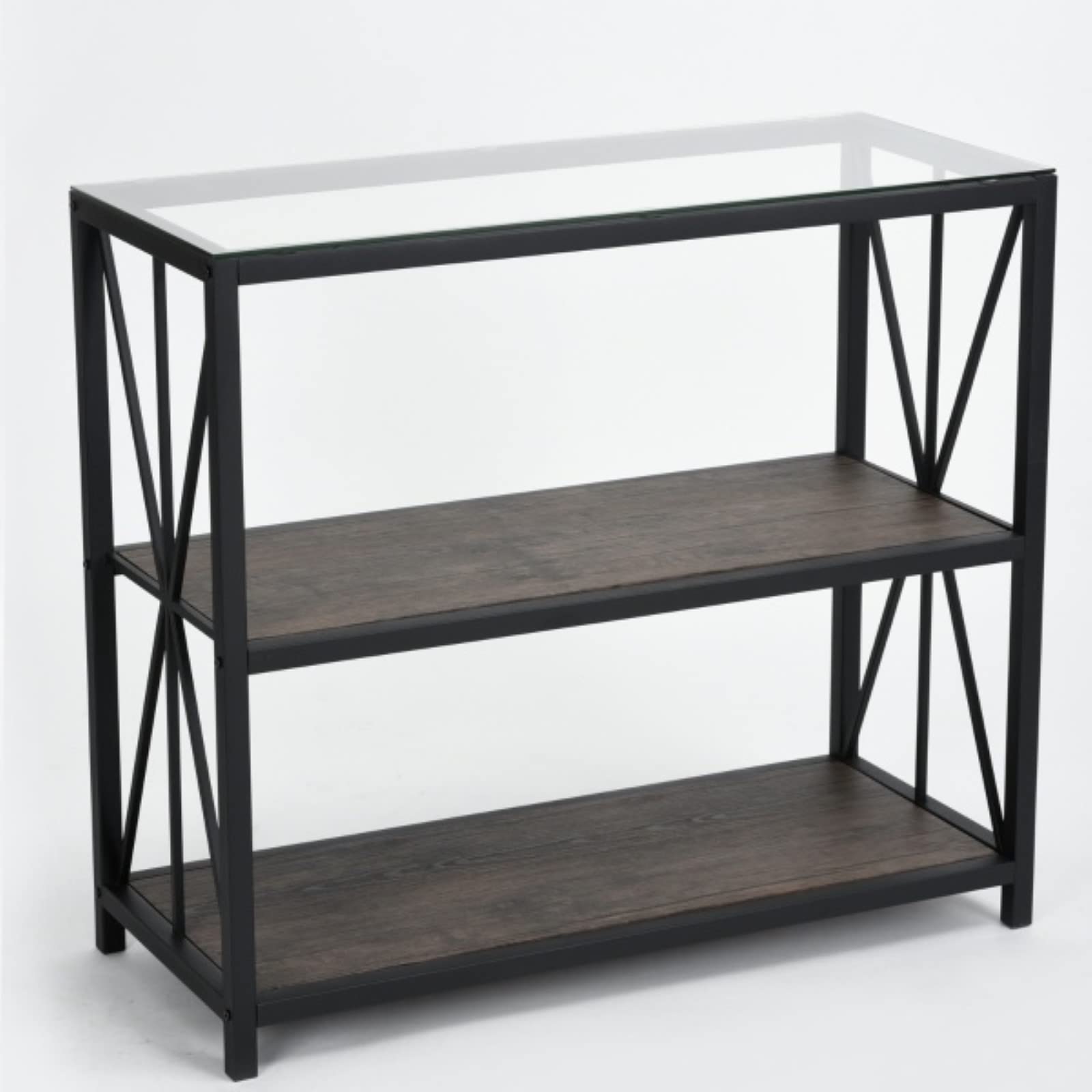 3-Tier Glass Top End Table & Coffee Table - Modern Side Table for Living Room, Bedroom, or Office