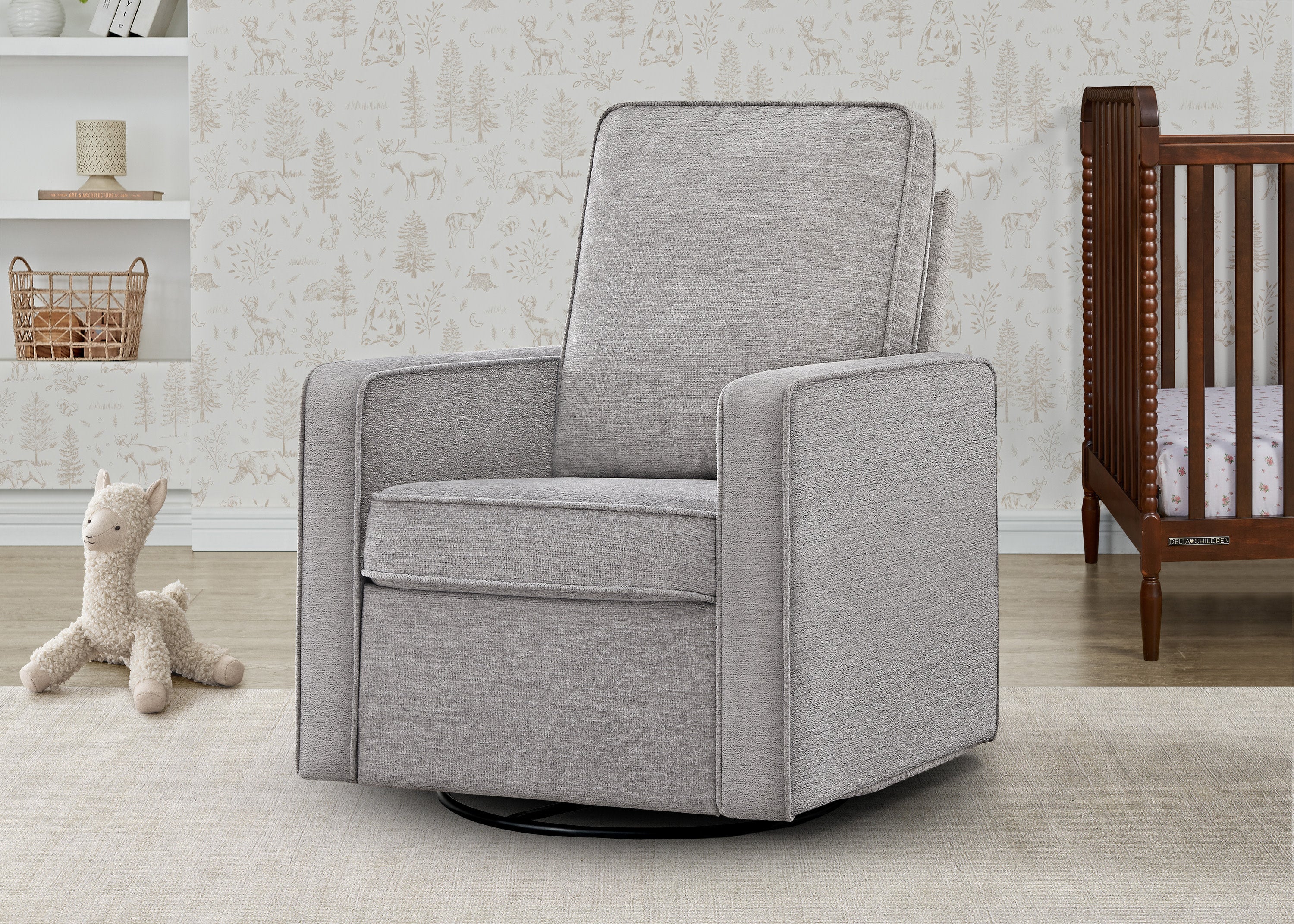 Noah Upholstered Swivel Glider Recliner Chair - Modern Nursery Rocking Chair with Ottoman for Breastfeeding & Nursery Decor - Perfect for Baby Room, Living Room & Nursery Comfort