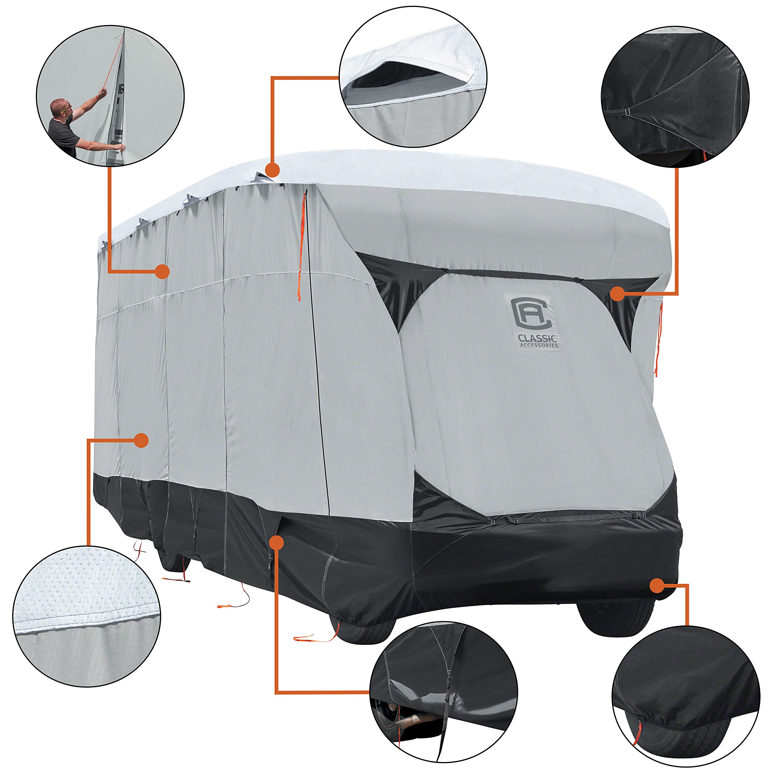 SkyShield RV Cover for 800-850cm Motorhomes - Black/Grey/White | Weather Protection for Camping & Travel