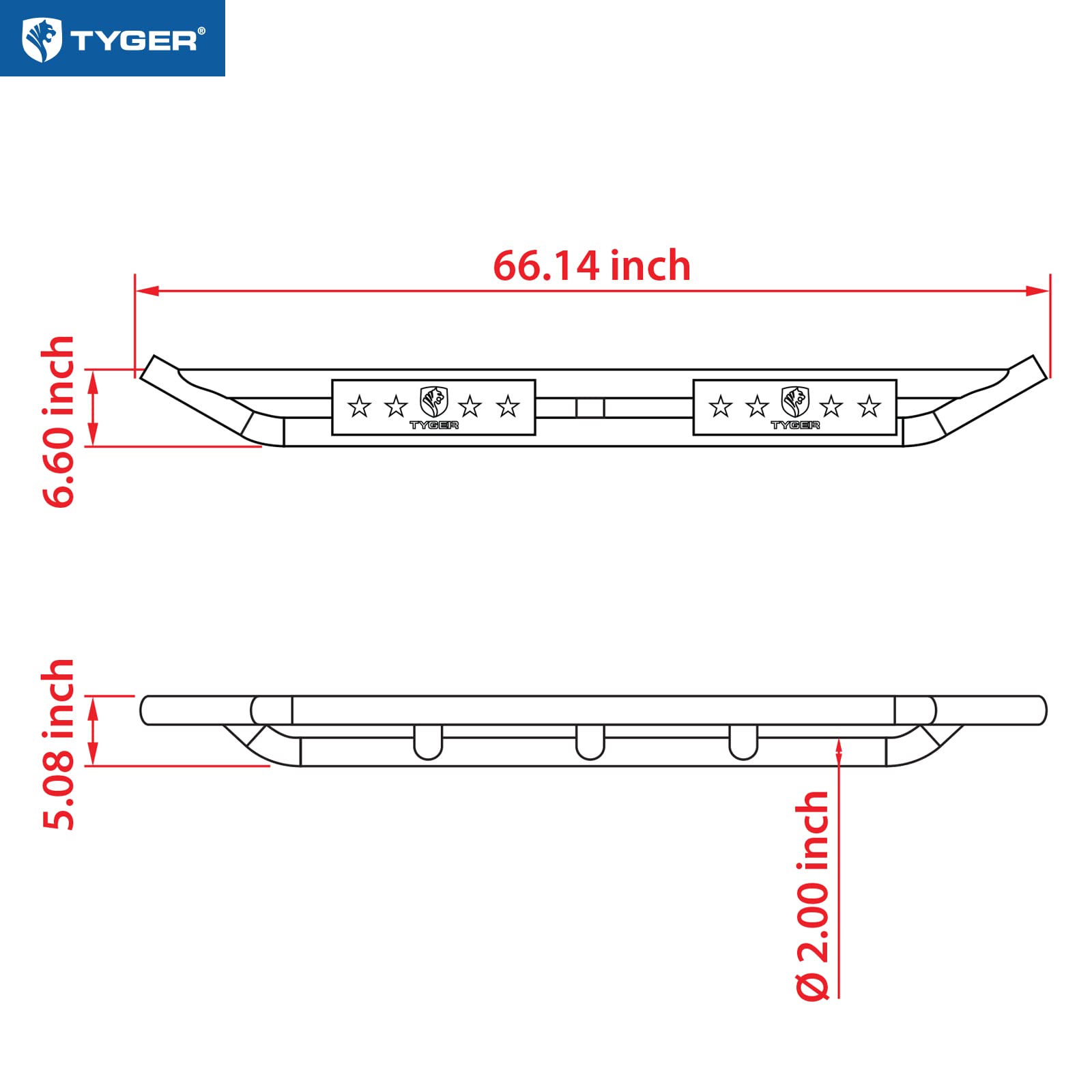 Tyger Auto Star Armor Side Step Rails Nerf Bars Running Boards Compatible with 2010-2024 Toyota 4Runner (Excludes Limited, Nightshade, TRD Sport, 10-13 SR5) | TG-AM2T20148 | Off-Road Protection & Easy Vehicle Access