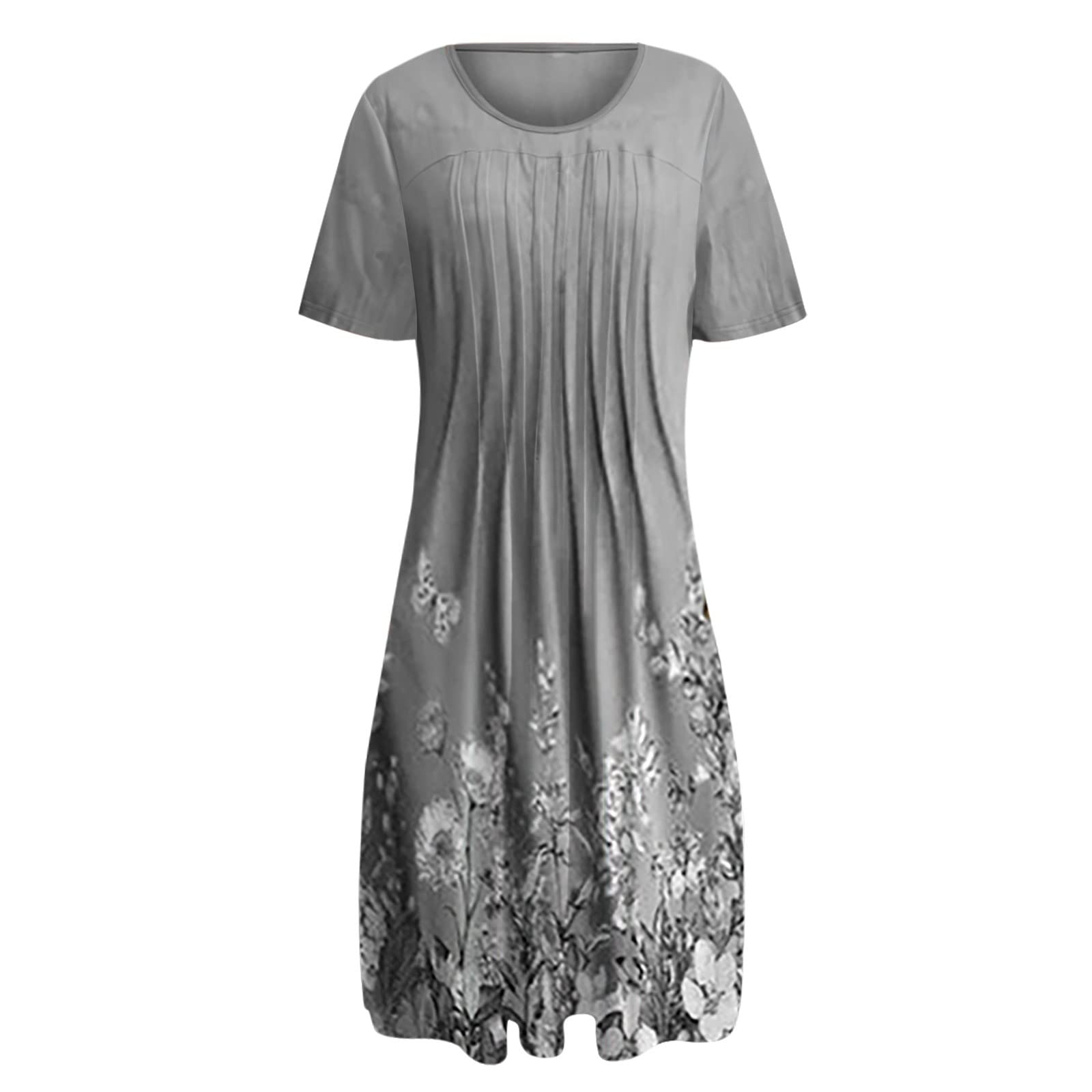 Plus Size Women's Sun Dresses - Pullover Loose Flowy Summer Dress with Round Neck & Floral Print | Short & Long Length Options for Casual Outings, Beach Vacations & Date Nights