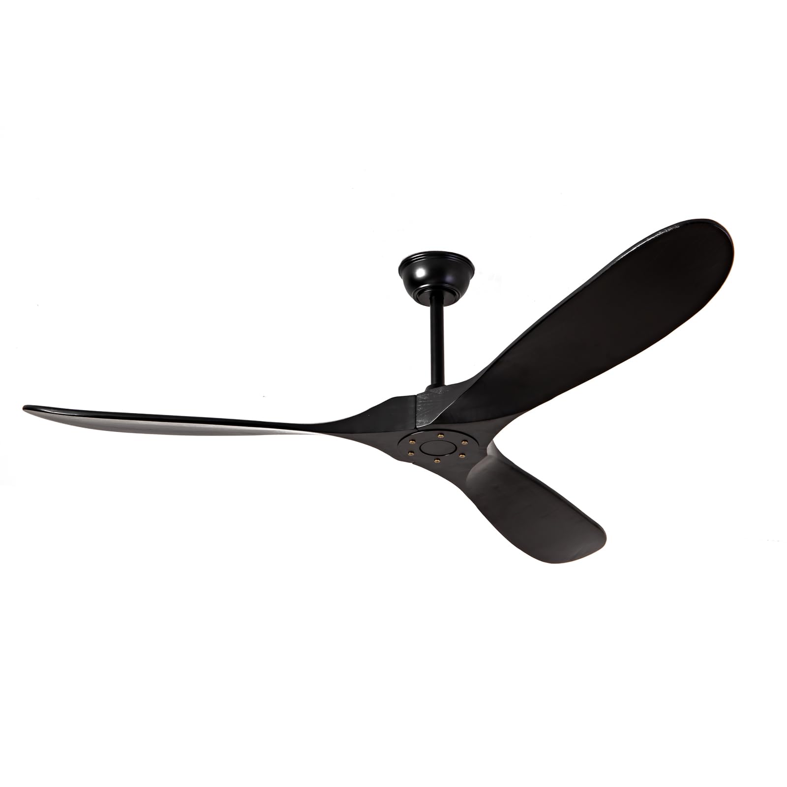 60 Inch Outdoor Solid Wood Ceiling Fan No Lights with Remote Control - Large Black Real Wood Ceiling Fan Without Lights, 3 Blades, Ultra Quiet - Perfect for Patio, Farmhouse, Living Room, Bedroom, and Office