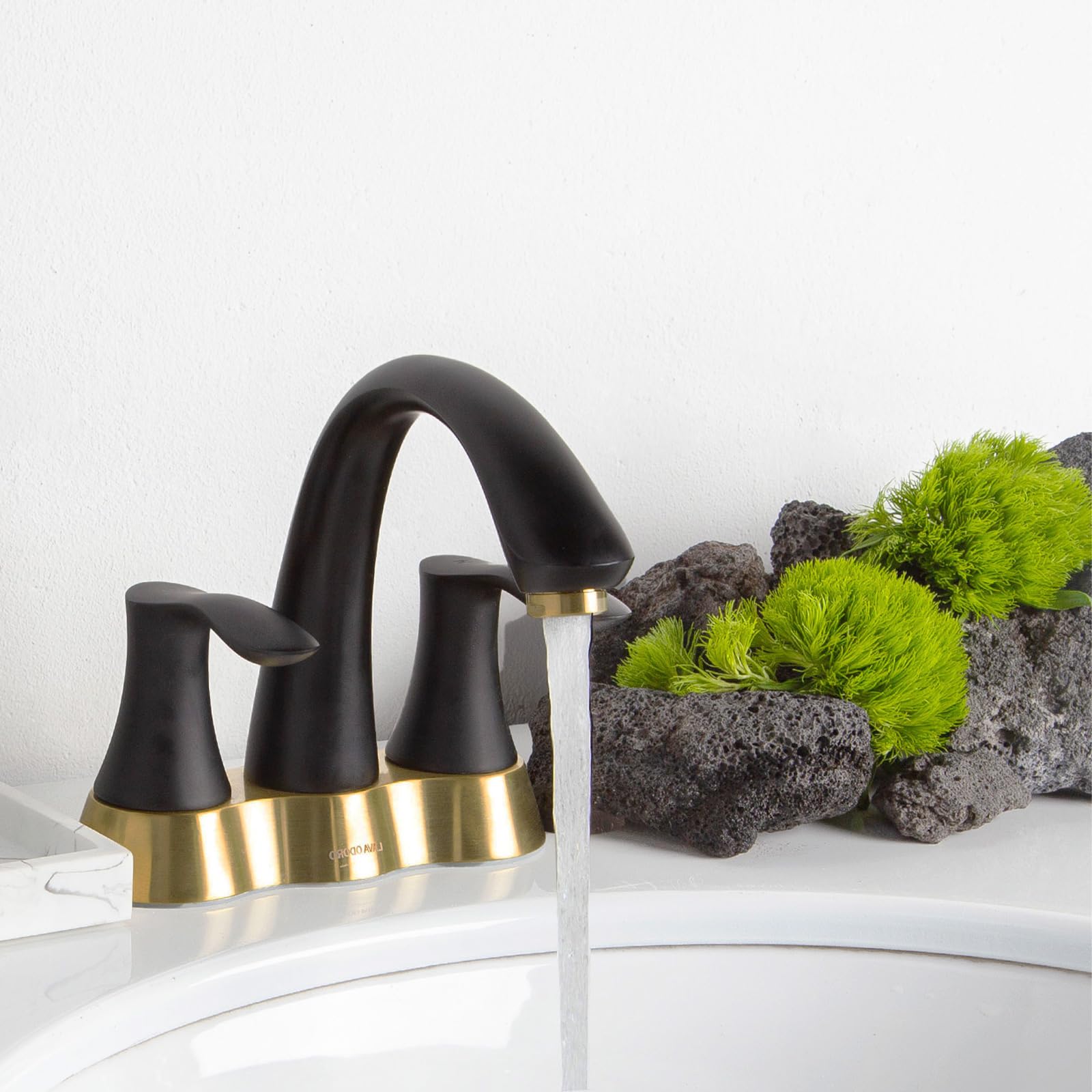 Lava Odoro 2-Handle 4-Inch Centerset Bathroom Faucet - Black and Gold Vanity Sink Faucet with Pop-Up Drain Assembly & Supply Lines (BF423-BG) - Perfect for Modern Bathroom Renovations and Home Upgrades