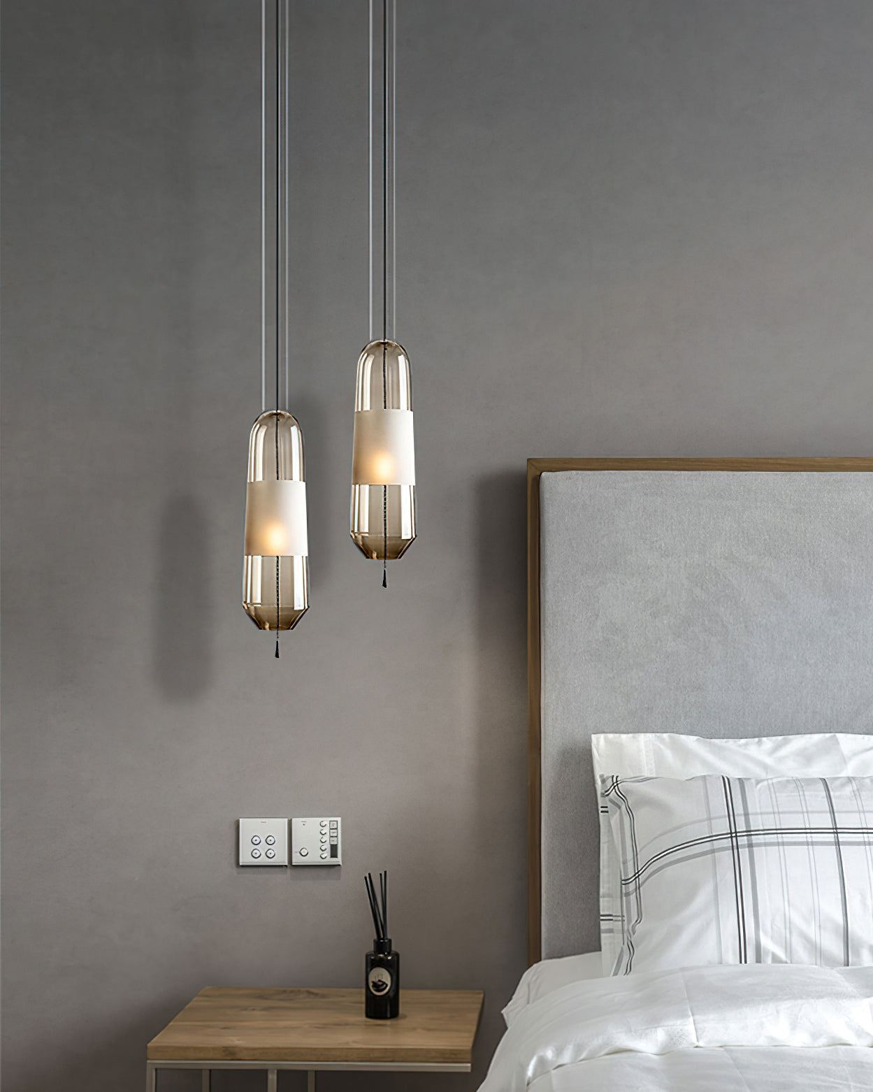 Modern Glass Pendant Light with Capsule Design - Elegant Hanging Fixture for Kitchen Island, Dining Room, or Bedroom Lighting