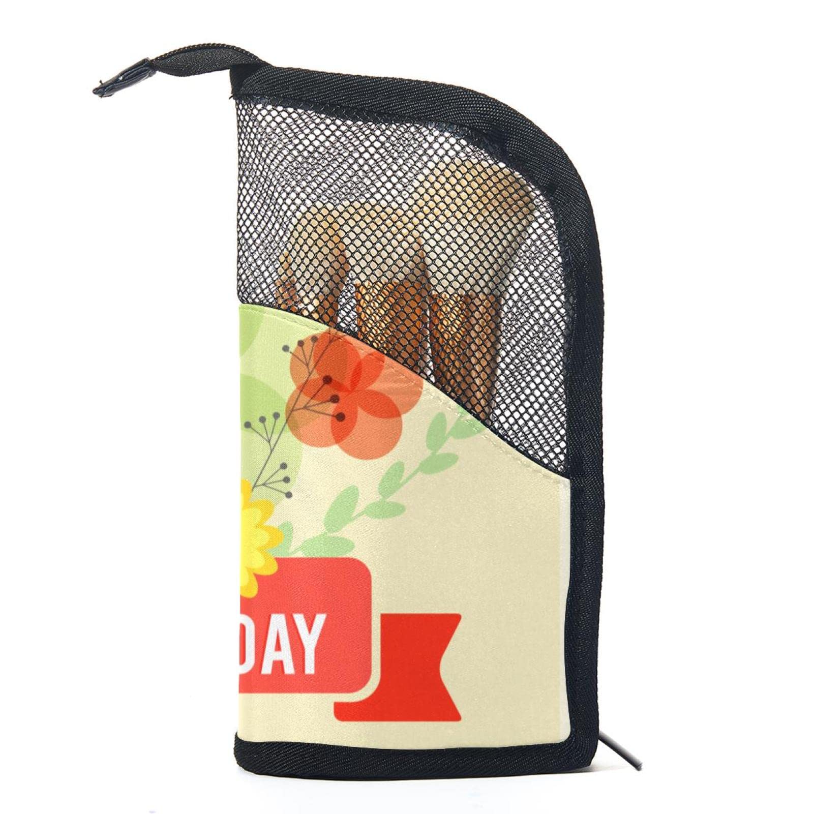 12-Piece Makeup Brush Organizer Bag with Portable Holder Case - Perfect for Travel, Home Storage & Teacher's Day Gifts (Flower Design)