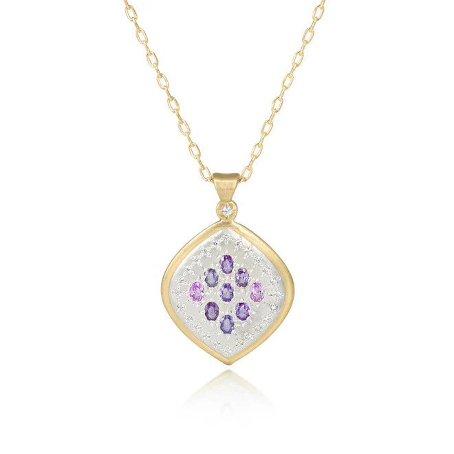 Pink & Purple Sapphire Two-Tone Oval Pendant Necklace for Women | Elegant Jewelry Gift for Birthday, Anniversary & Special Occasions