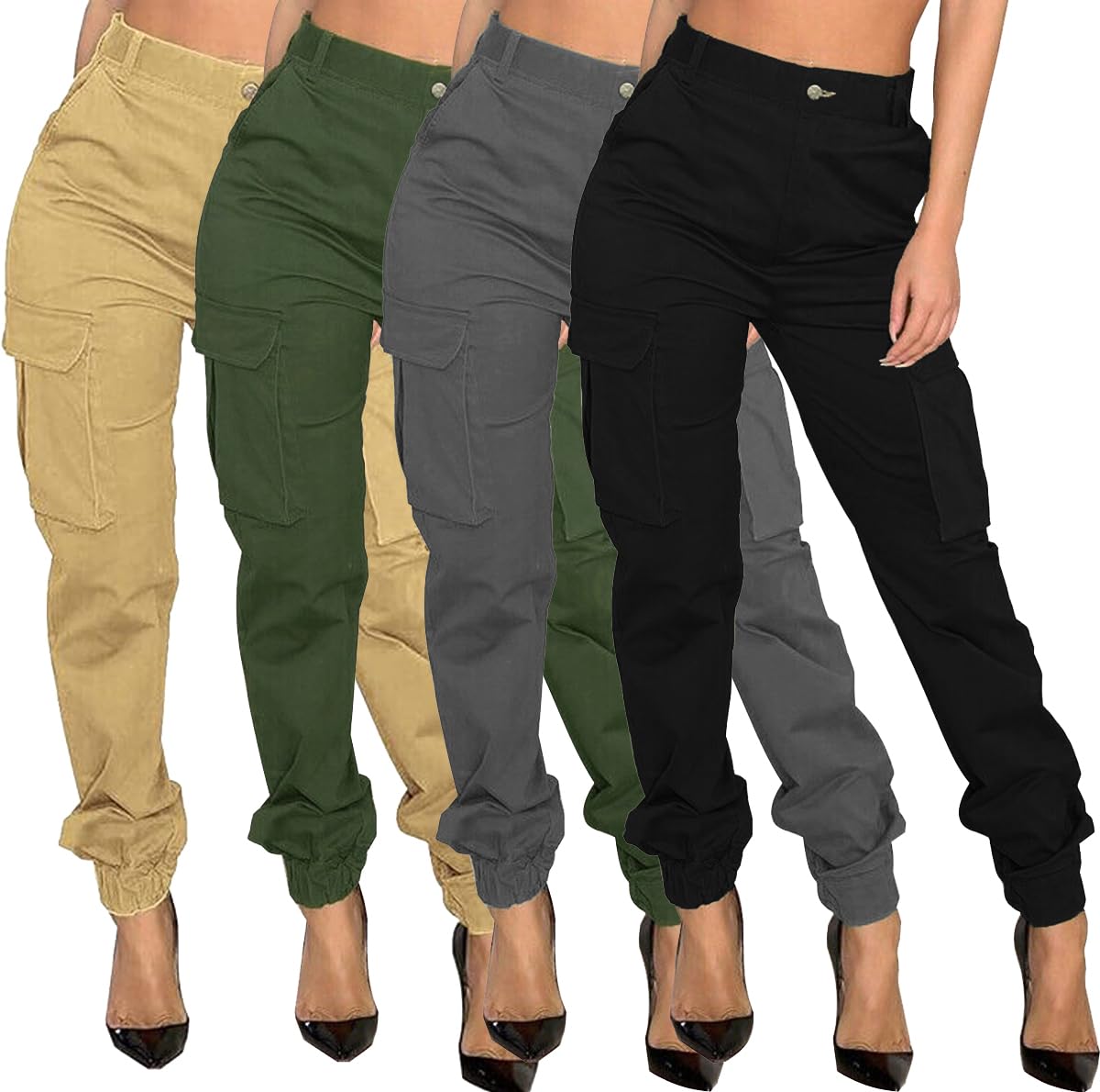 Women's Cargo Hiking Pants - Breathable Athletic Work Trousers with 6 Pockets, Stretch Comfort & Durable Outdoor Pants for Hiking, Camping & Travel (Black, Navy, Olive)