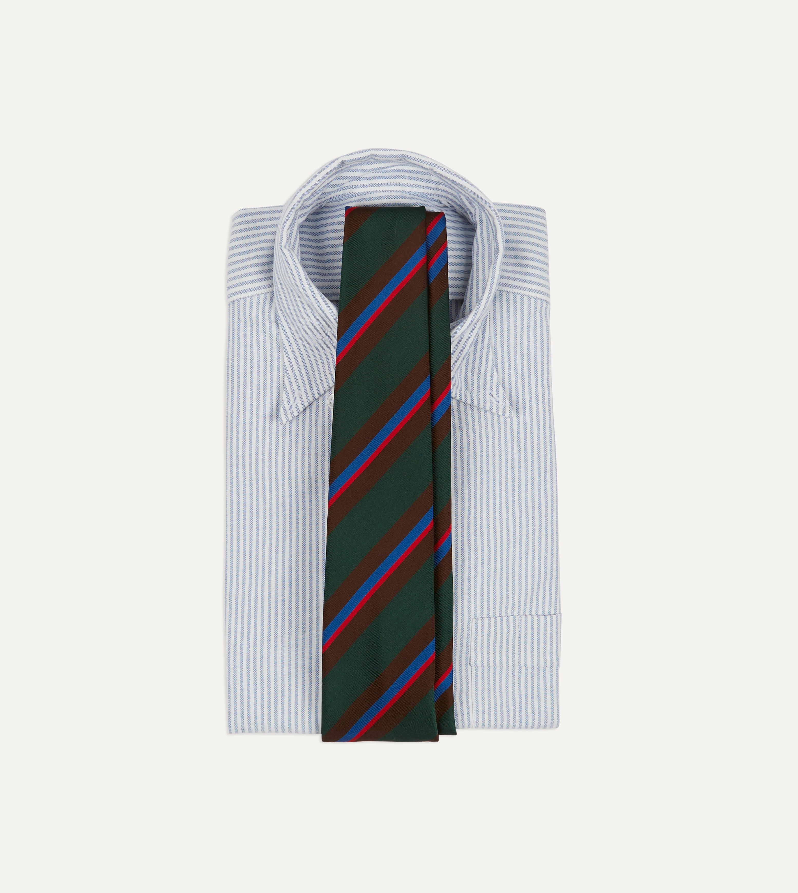 Luxury Green & Brown Striped Silk Mogador Tipped Necktie - Premium Men's Formal Tie for Business, Weddings & Special Occasions