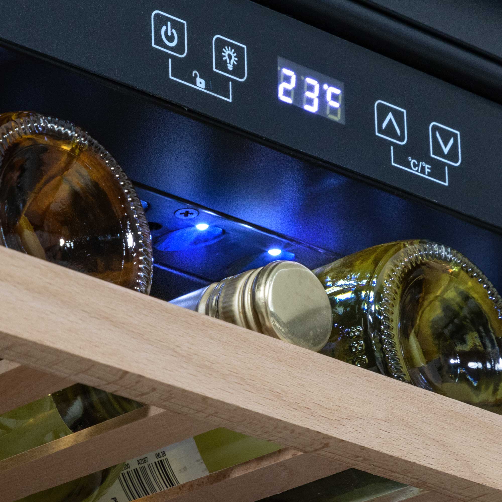 60cm Built-In 36 Bottle Wine Cooler Refrigerator with Beech Wood Shelves - Black DH206 | Perfect for Home Bars, Restaurants & Wine Cellars | Energy Efficient Cooling for Optimal Wine Storage