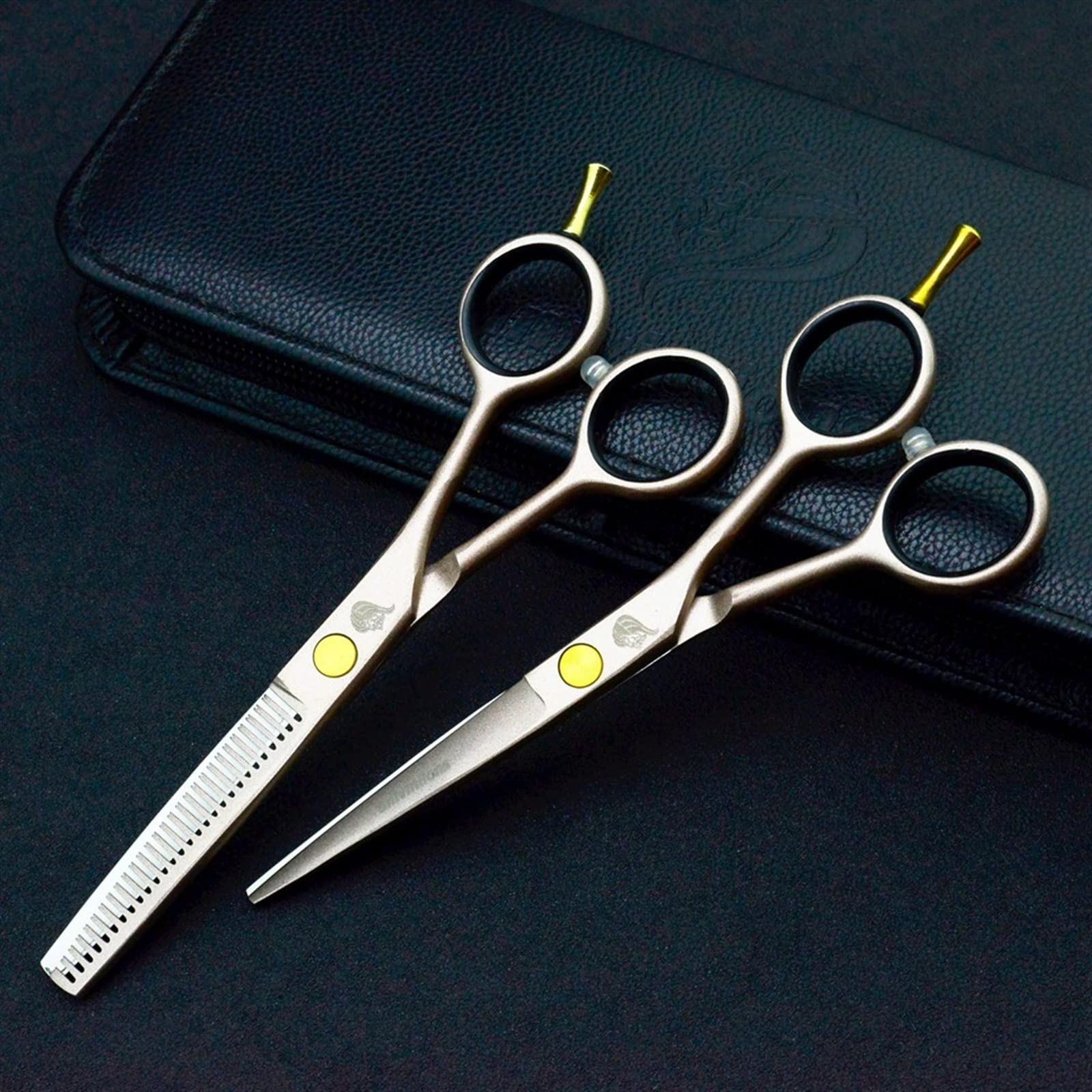 ATRIXU 5.5 Inch Rose Gold Professional Hair Scissors Kit - Barber Shears, Salon Haircut Scissors Set with Thinning Shears, Symmetrical Handle for Precise Cutting | Perfect for Stylists, Salons & Home Haircuts