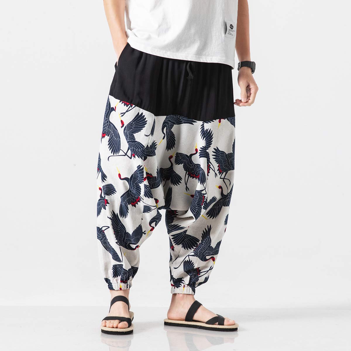 Seidarise Men's Harem Pants - Drop Crotch Lounge Pants, Plus Size Genie Pants & Balloon Yoga Joggers for Meditation, Workout and Casual Wear