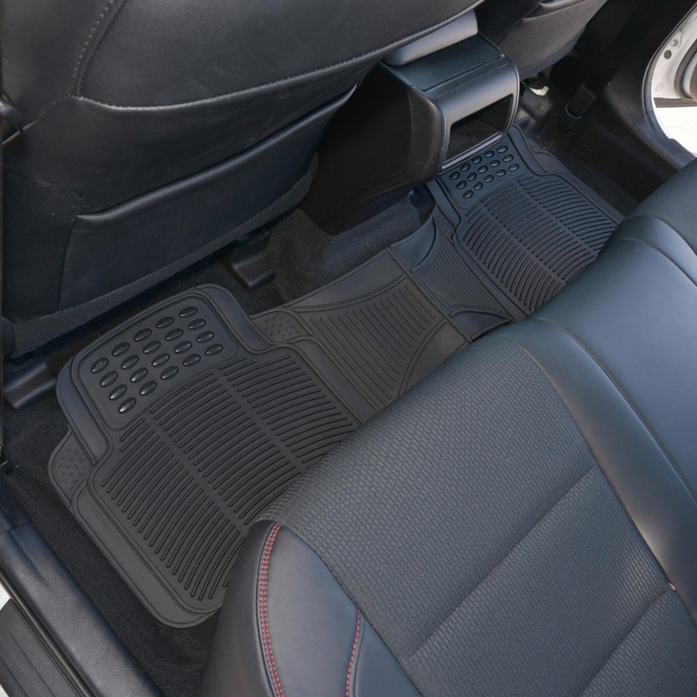 BDK Warner Bros DC Comics Armored Batman Heavy Duty All-Weather Car Mats - Non-Slip Custom Fit Rubber Floor Liners (2 Front Mats 27x18in + 1 Rear Liner 18x58in) - Perfect for SUVs, Trucks & Sedans - Superhero Themed Car Accessories for DC Fans