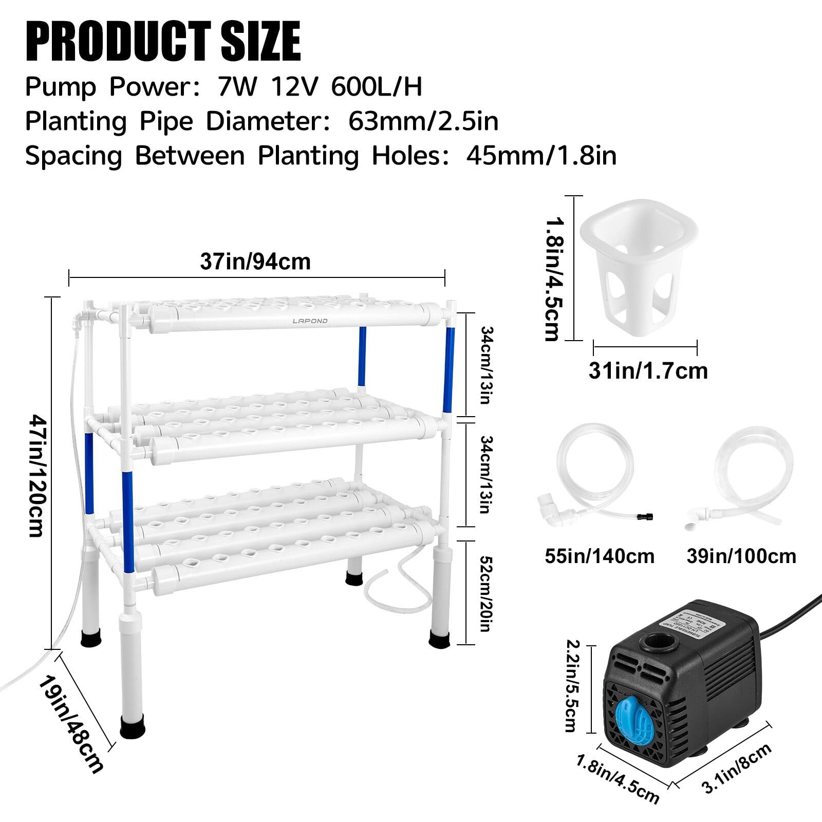 Hydroponic Growing System Kit - 108 Plant Sites, 3-Layer Food Grade PVC-U Pipes for Indoor Gardening - Grow Vegetables, Flowers, Fruits & Herbs Easily (Upgraded Version) | Perfect for Home, Apartment & Urban Farming