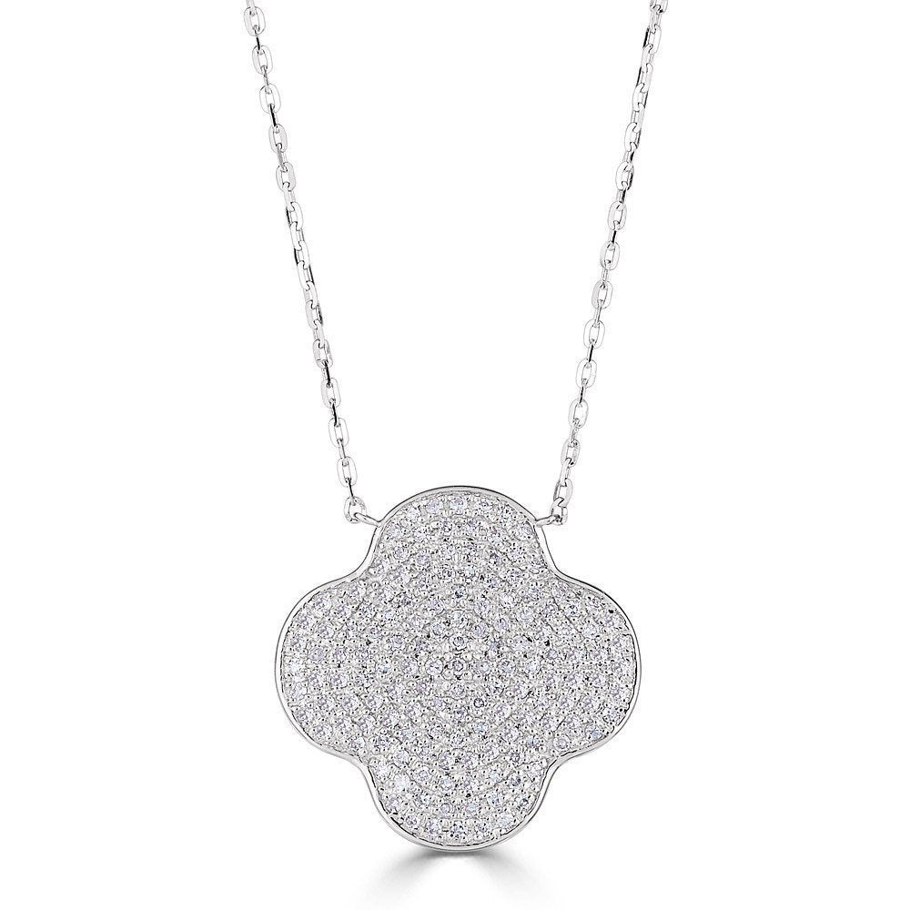 14KT Gold 3/8 CTW Round Diamond Clover Necklace for Women - Elegant Four Leaf Clover Pendant Jewelry Gift for Birthday, Anniversary & Special Occasions