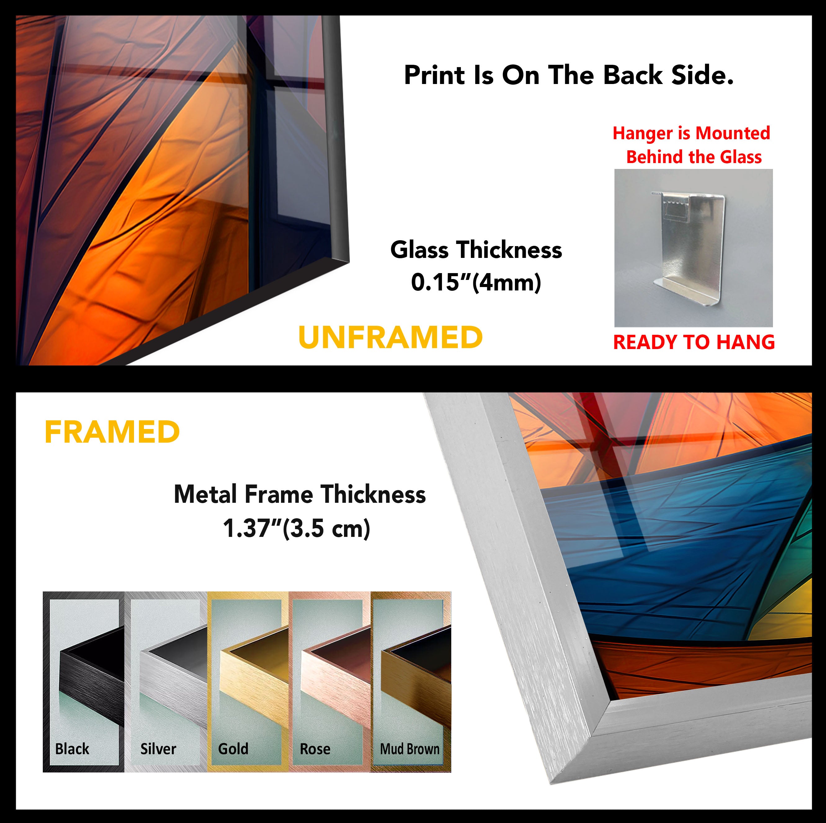 Modern Abstract Geometric Glass Wall Art - Vibrant Triangle Pattern Home Decor for Living Room, Bedroom & Office | Unique Handmade Wall Hanging