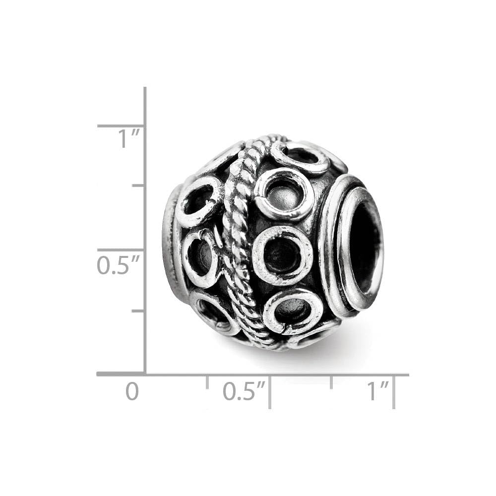 Antiqued Sterling Silver Rope Charm Bead for Jewelry Making