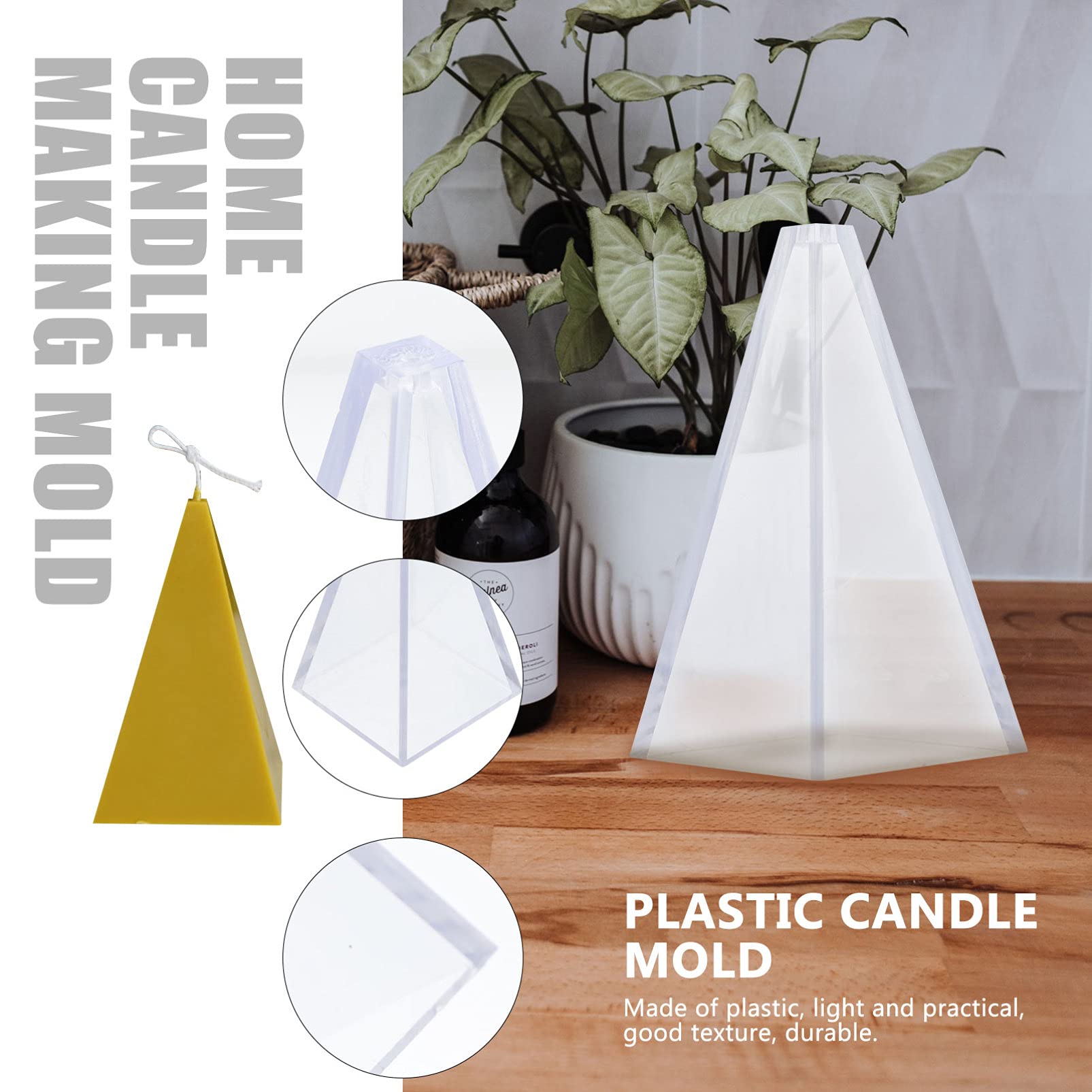 Healifty 11.2x6cm Pyramid Candle Molds - Geometric Plastic Resin Molds for DIY Pillar Candles, Soap Making, Beeswax & Epoxy Resin Casting - Perfect for Home Decor, Wedding Centerpieces & Aromatherapy Gifts