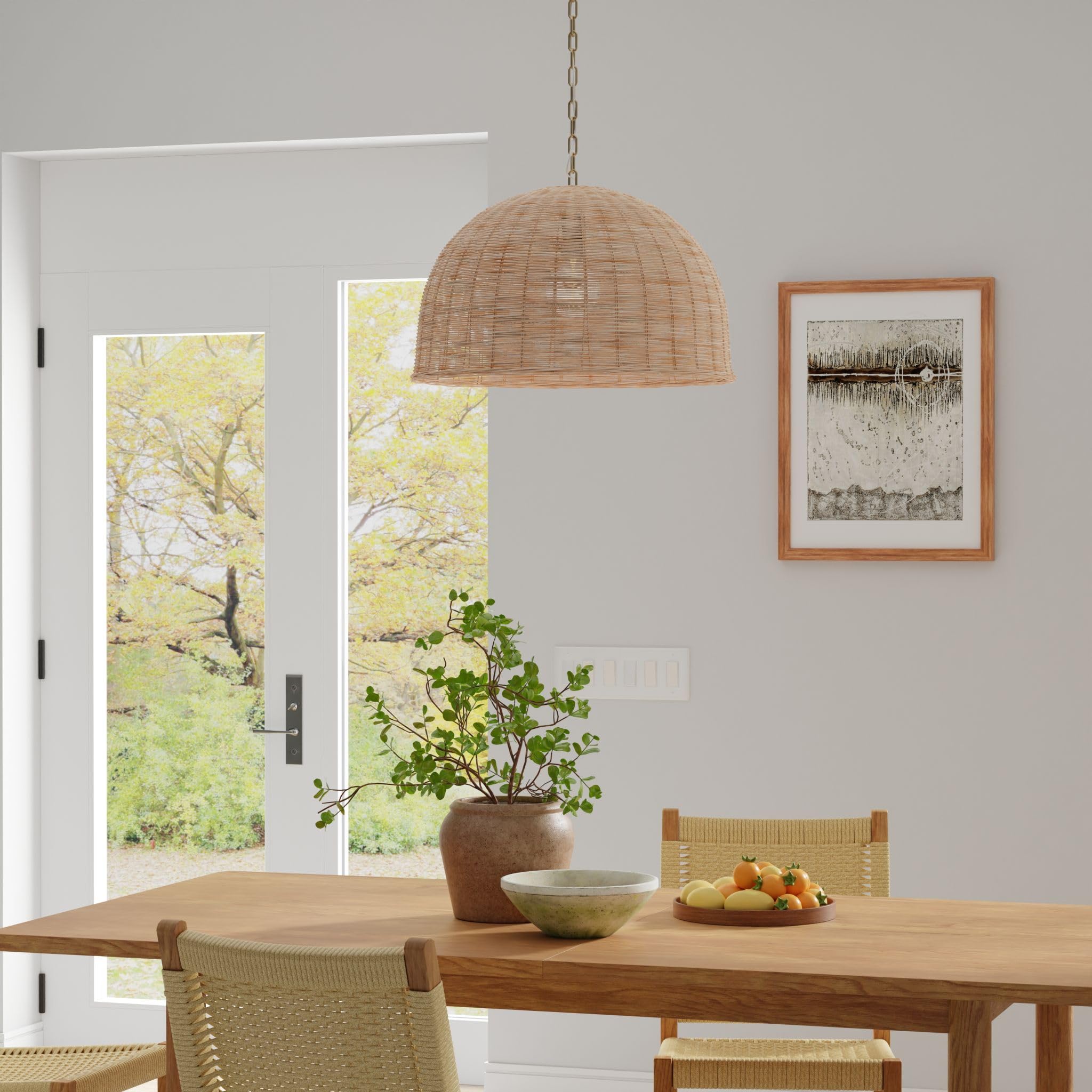 KOUBOO 1050104 Brown Dome Hanging Ceiling Lamp - Modern Pendant Light Fixture for Living Room, Bedroom, Dining Room & Office Decor