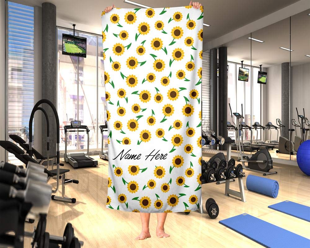 Personalized Sunflower Towel for Kids & Adults - Custom Flower Beach, Pool & Bath Towel for Toddler, Baby, Boys & Girls | Perfect for Travel, Swimming & Spa Days