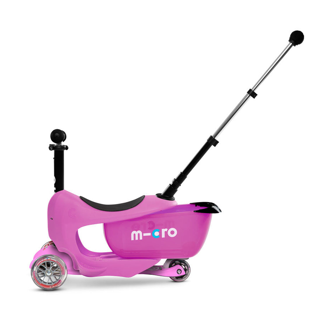 Micro Mini 2Go Deluxe Plus 3 Wheel Scooter for Kids - Lightweight Foldable Kick Scooter with Adjustable Handlebar, Pink | Perfect for School, Park & Neighborhood Rides